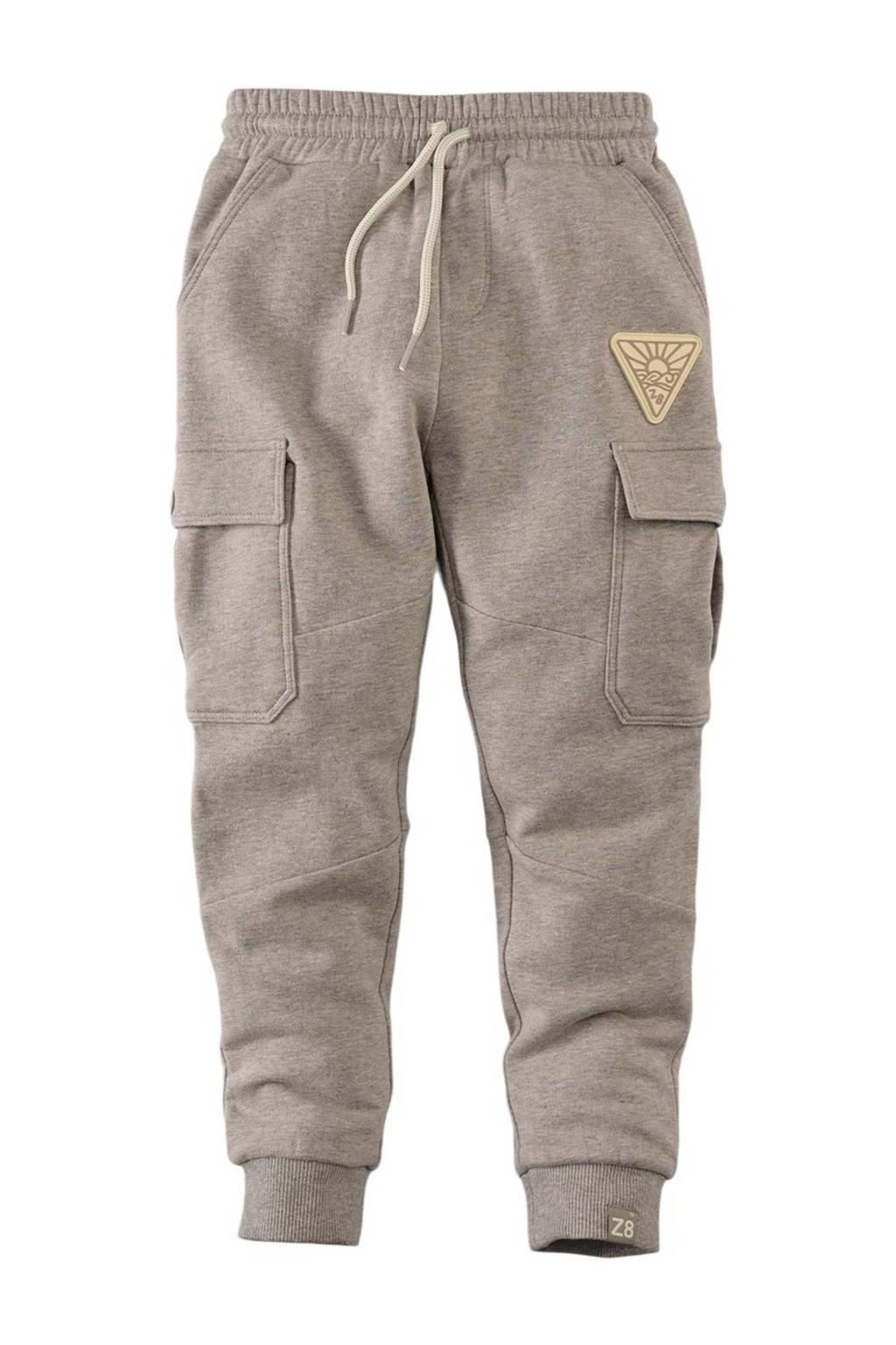 Grijze jongens Z8 regular fit cargo broek Cooper van katoen met elastische tailleband met koord en melée print
