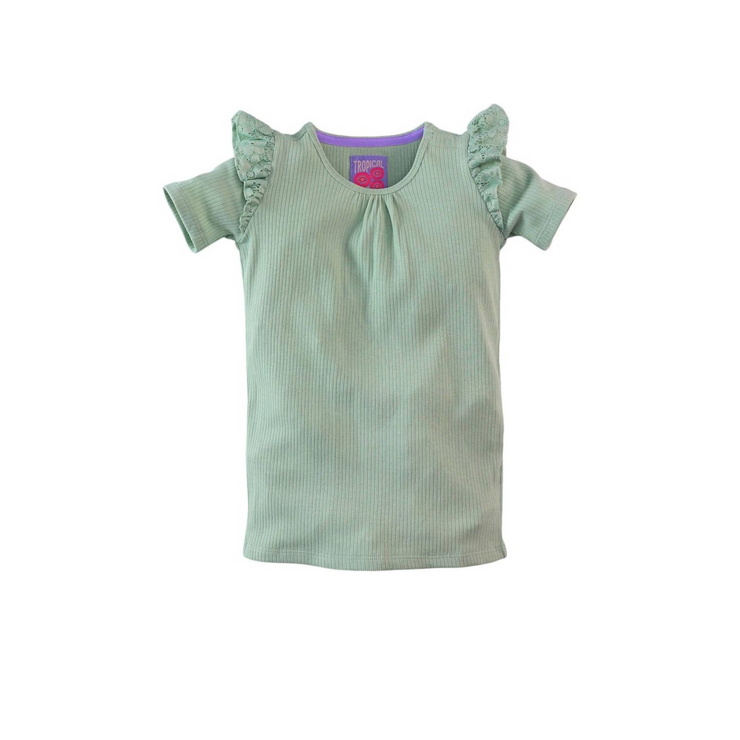 Z8 T-shirt Cherli groen Meisjes Katoen Ronde hals Effen 104 110