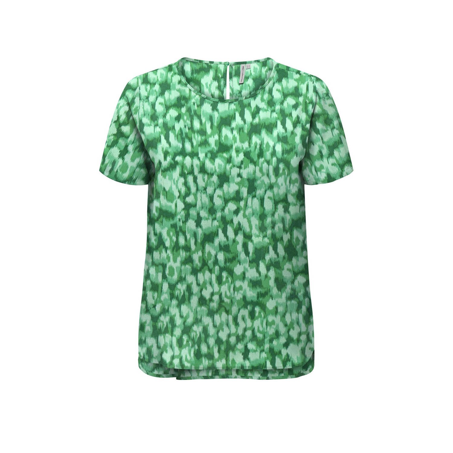 ONLY CARMAKOMA T-shirt CARVICA met all over print groen wit