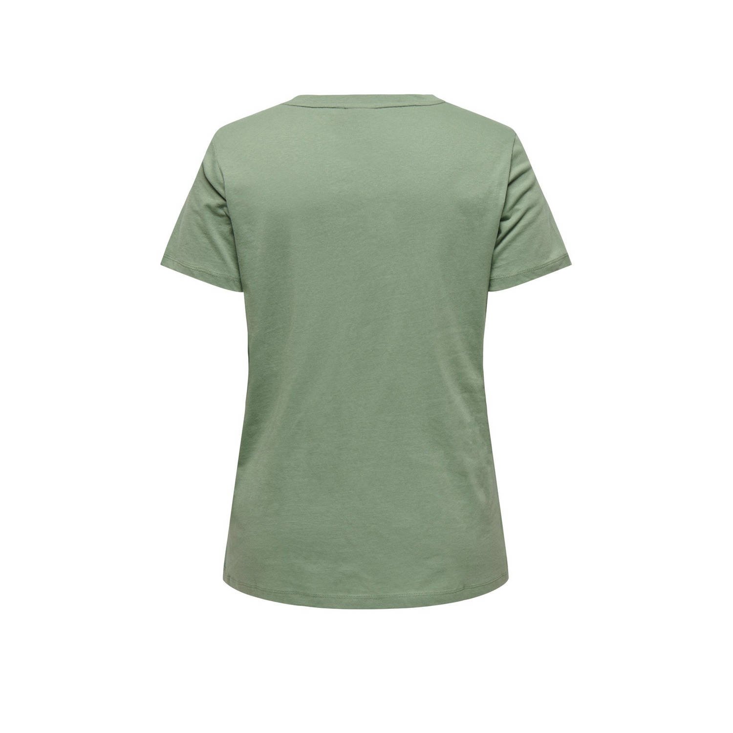 ONLY CARMAKOMA T-shirt met printopdruk groen