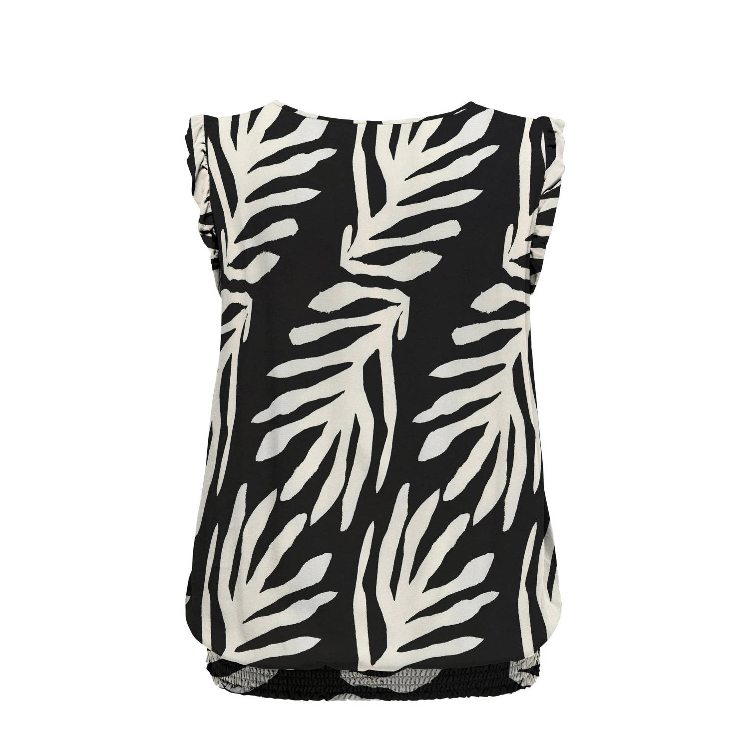 ONLY CARMAKOMA top met all over print zwart wit