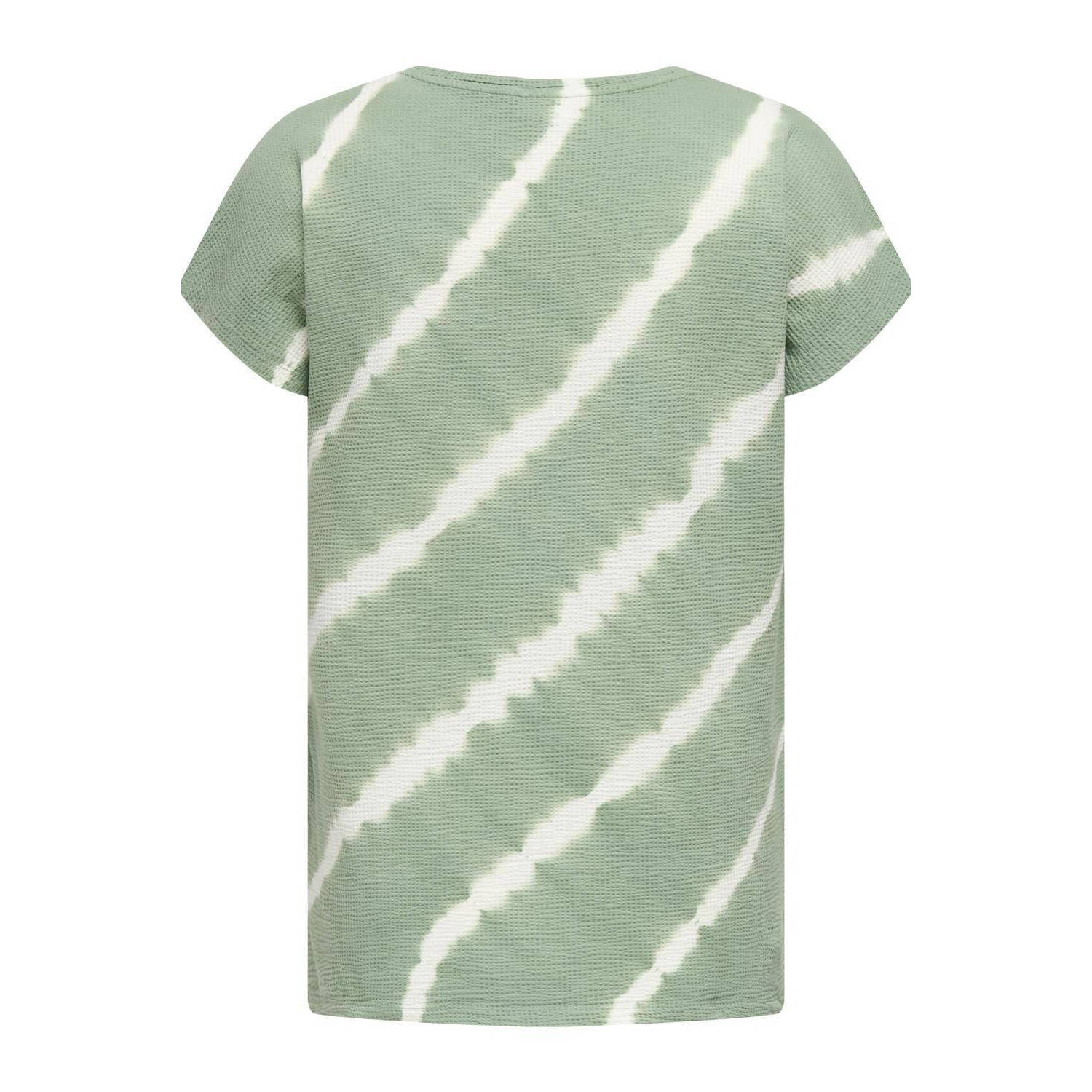 ONLY CARMAKOMA T-shirt met all over print groen wit