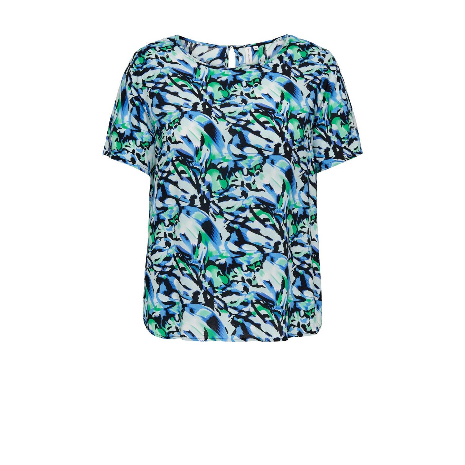 ONLY CARMAKOMA blousetop CARNOVA met all over print blauw groen ecru