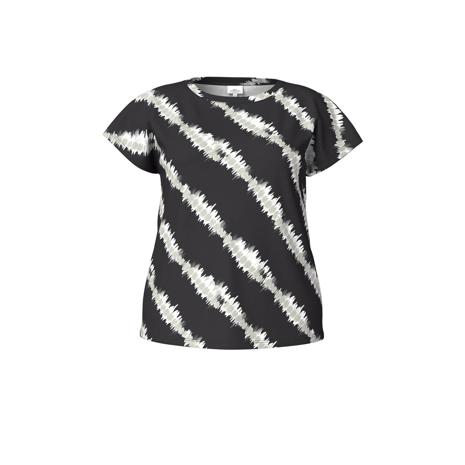 ONLY CARMAKOMA T-shirt met all over print zwart wit