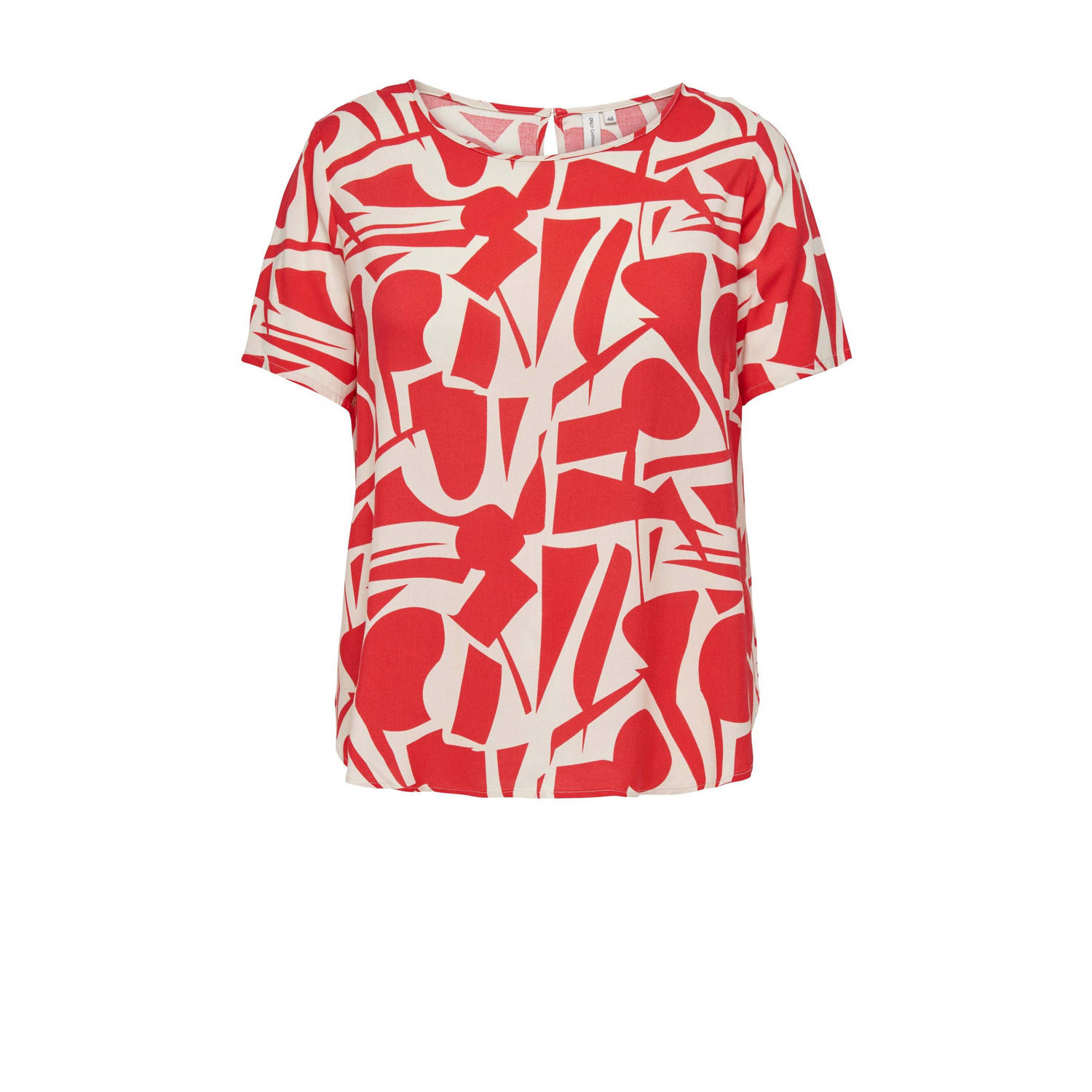 ONLY CARMAKOMA blousetop CARNOVA met all over print rood ecru