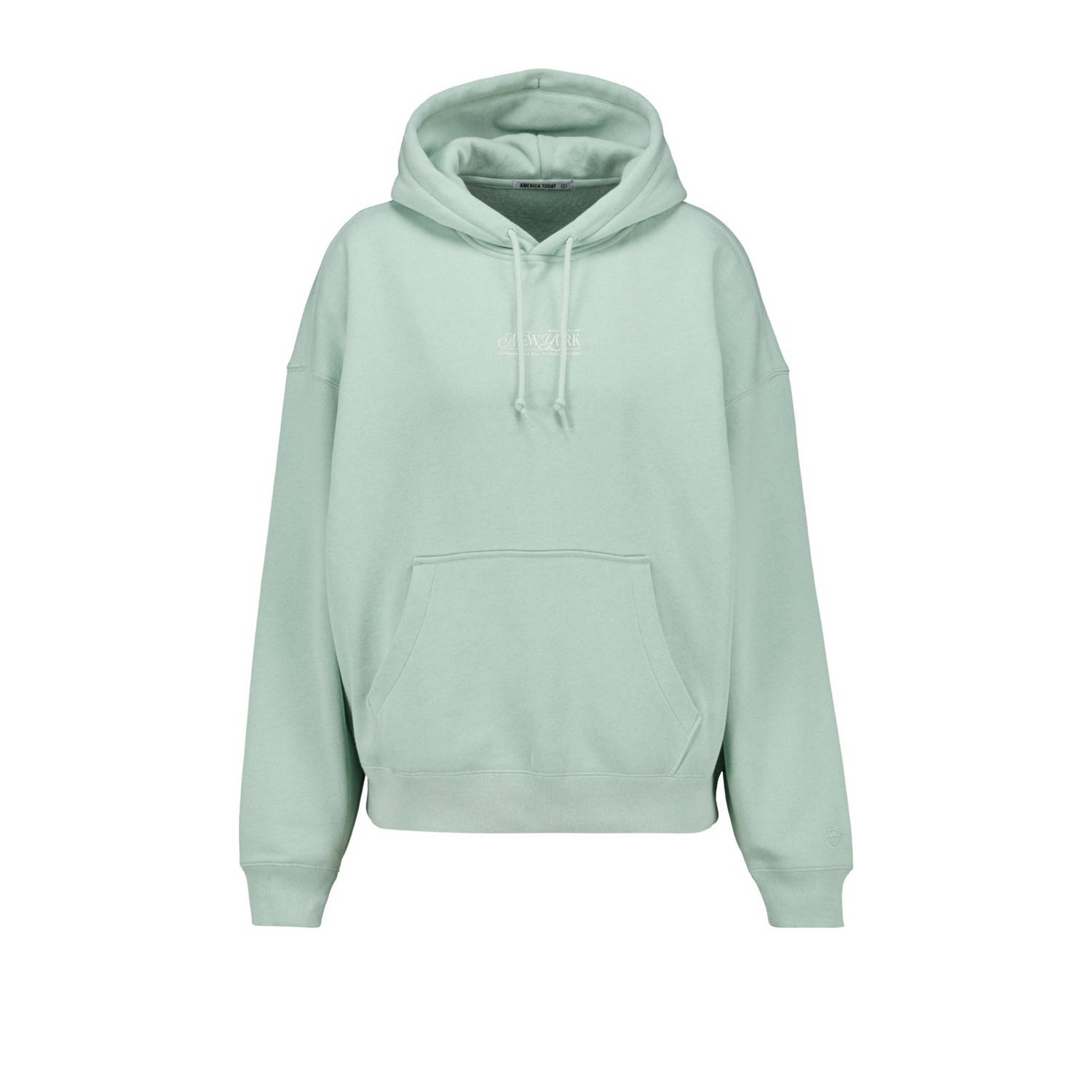 America Today hoodie Simmy met tekst lichtgroen