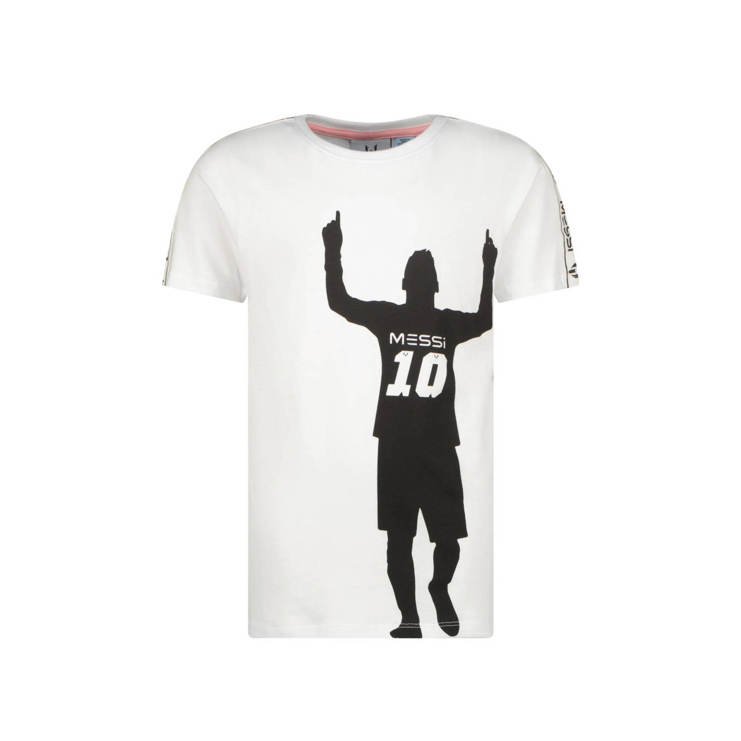 Messi T-shirt Naope met printopdruk wit zwart Jongens Katoen Ronde hals 104