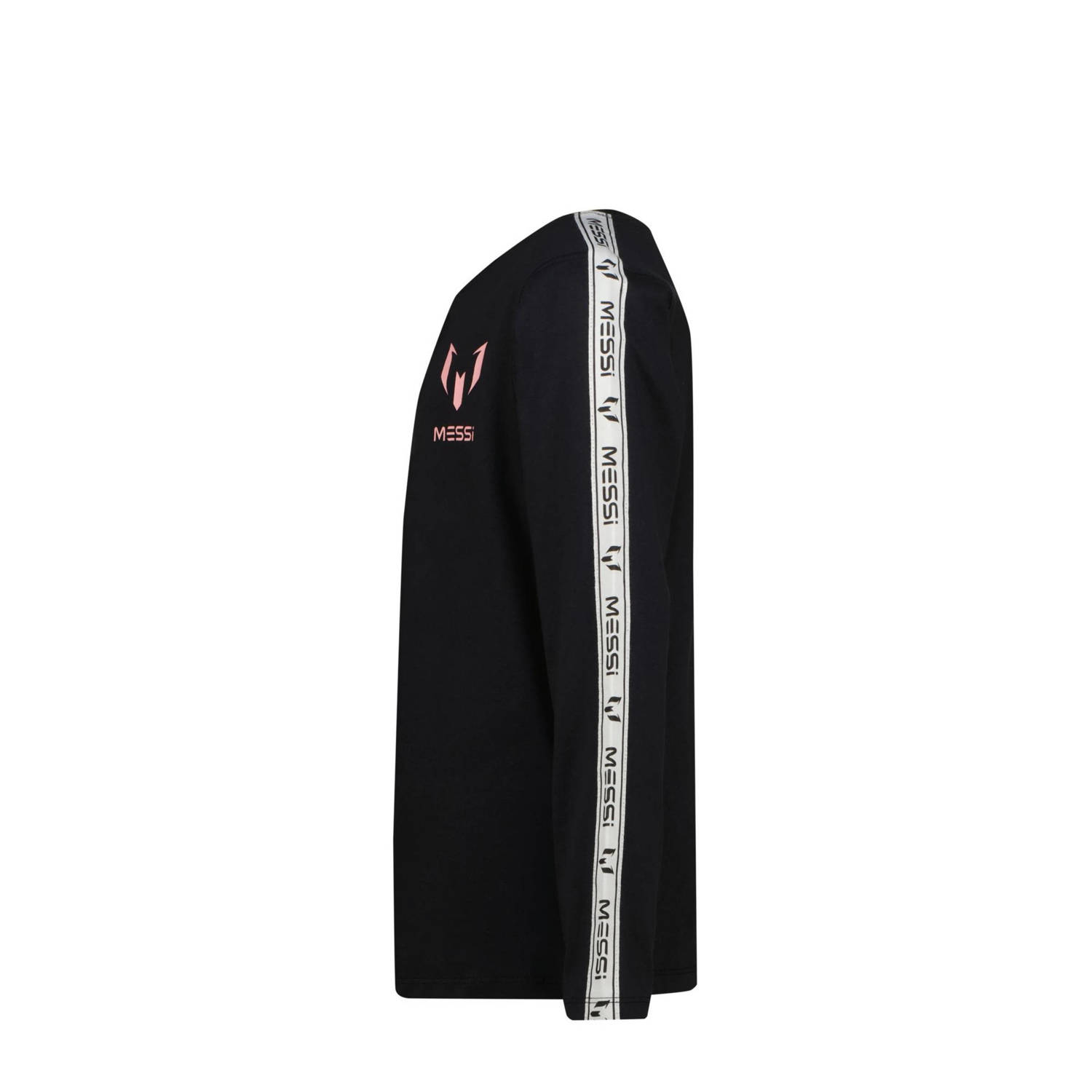 Messi longsleeve Nerol met contrastbies zwart lichtroze