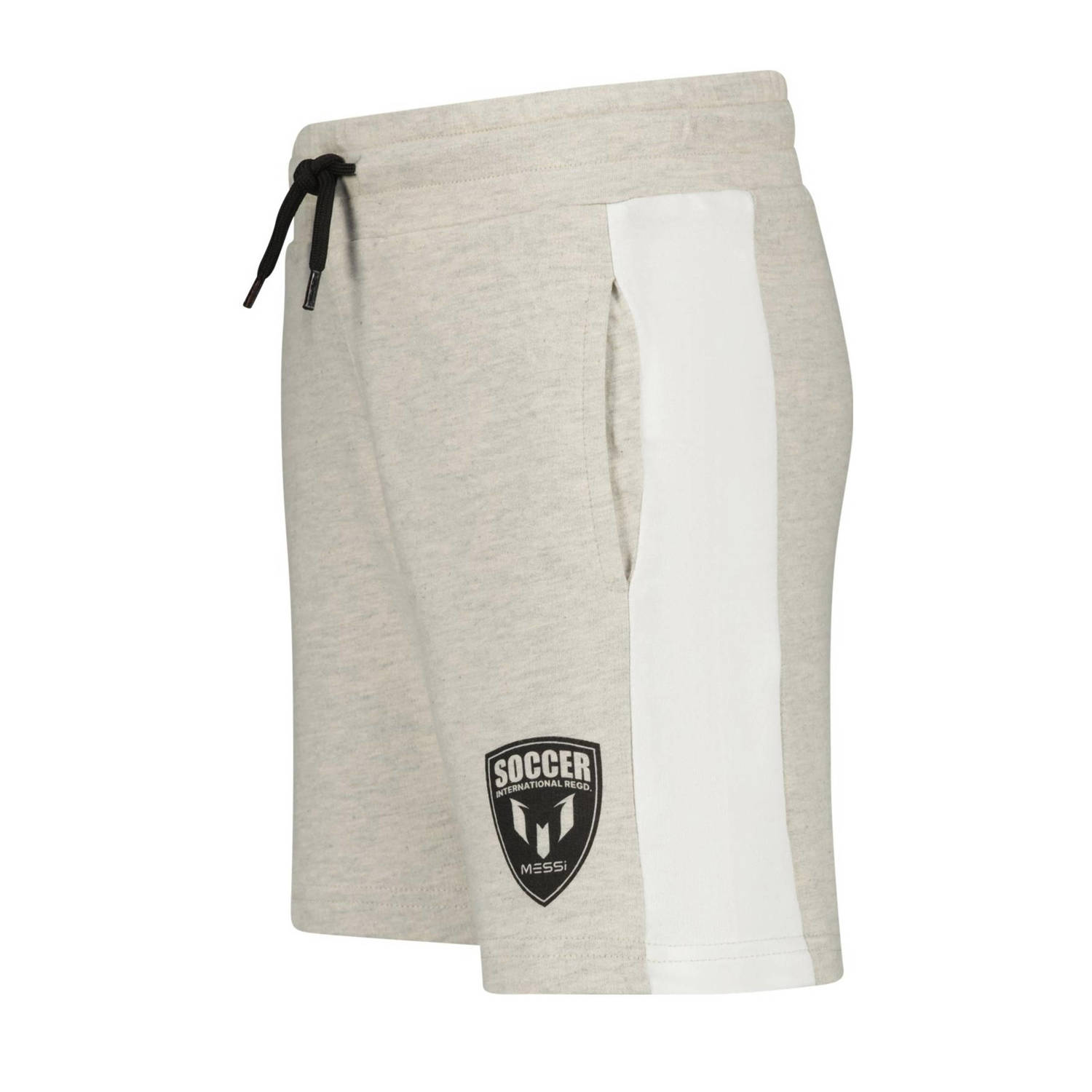 Messi sweatshort Reron met printopdruk lichtgrijs melange