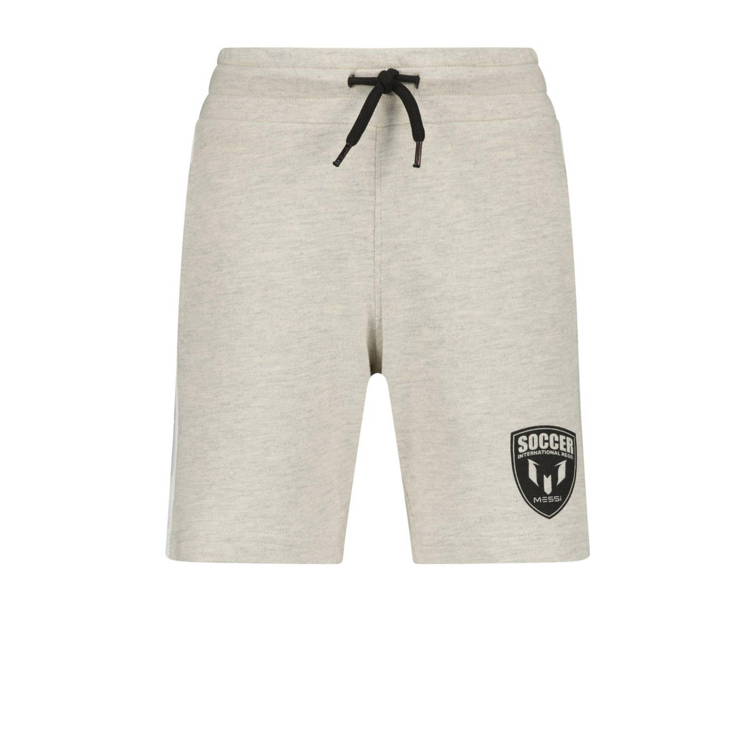 Messi sweatshort Reron met printopdruk lichtgrijs melange Korte broek Printopdruk 140