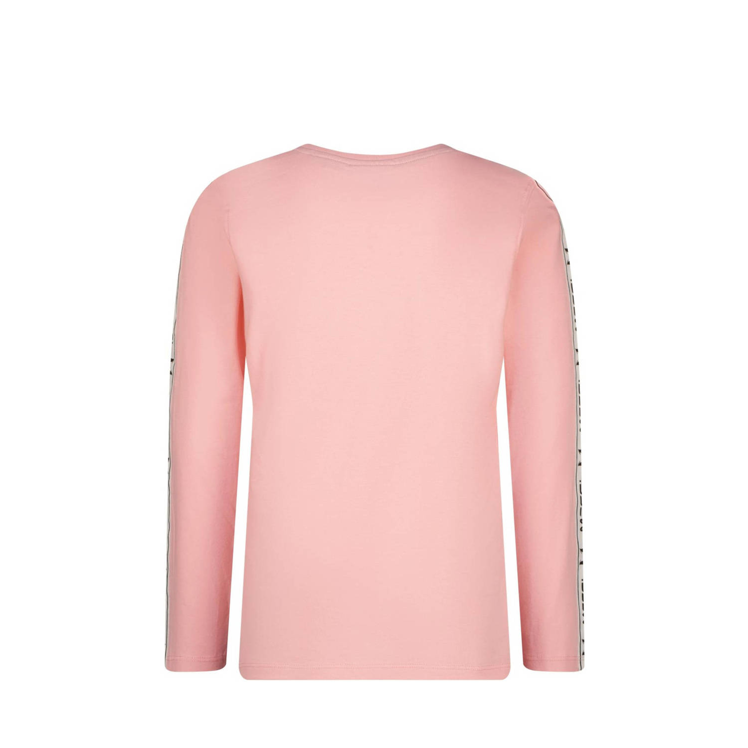 Messi longsleeve Nerol met contrastbies lichtroze zwart