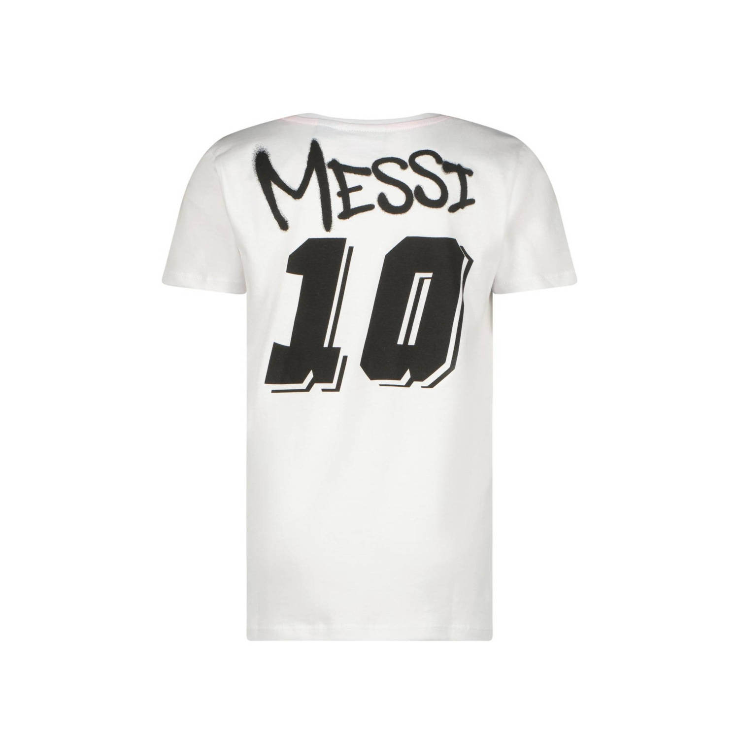 Messi T-shirt Ten met logo wit zwart