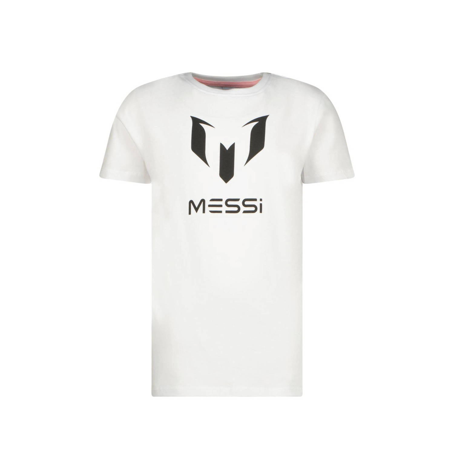 Messi T-shirt Ten met logo wit zwart Jongens Katoen Ronde hals Logo 104