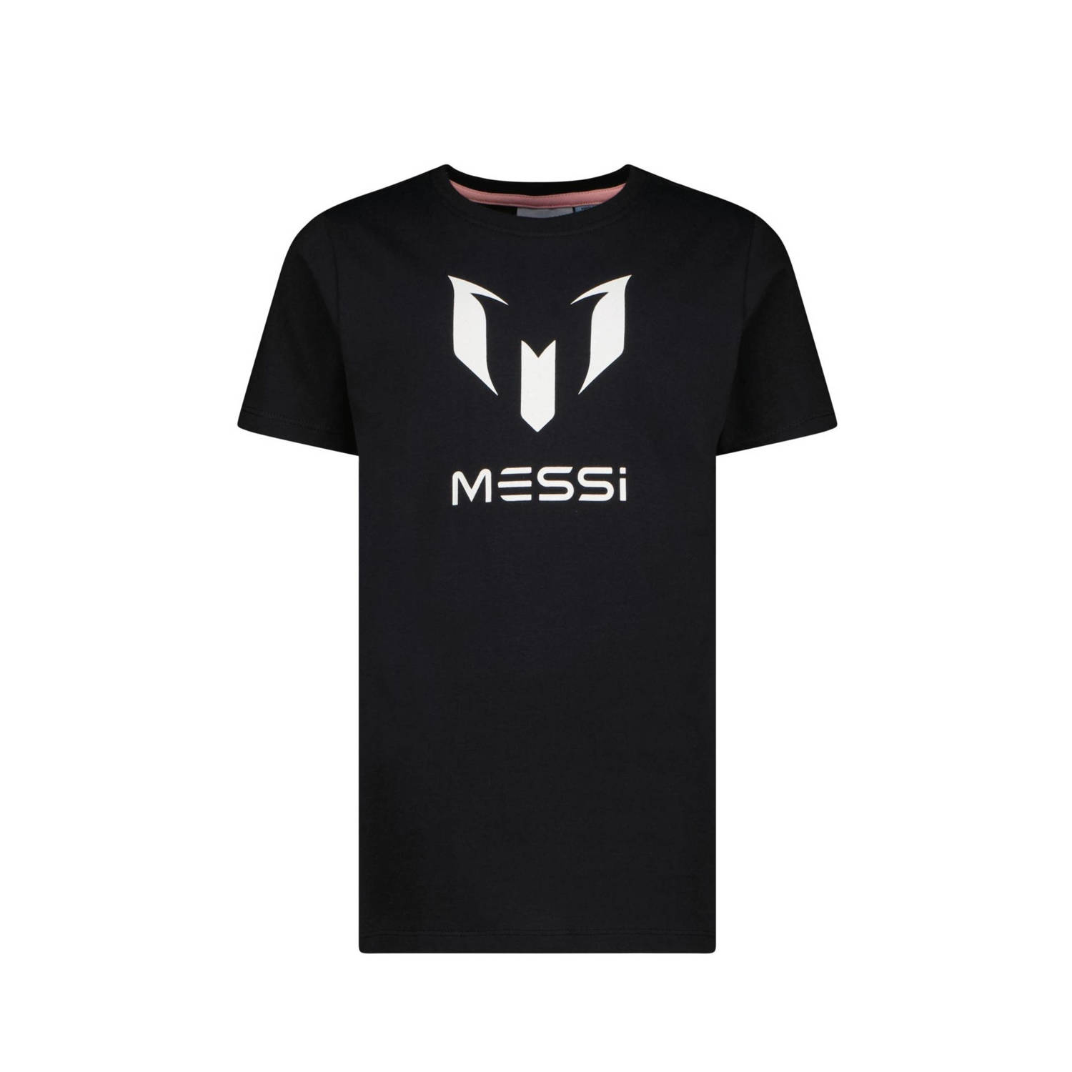 Messi T-shirt Ten met logo zwart wit Jongens Katoen Ronde hals Logo 116