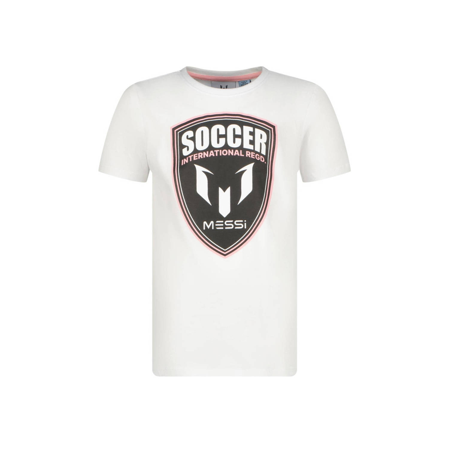 Messi T-shirt Shield met printopdruk wit Jongens Katoen Ronde hals Printopdruk 104