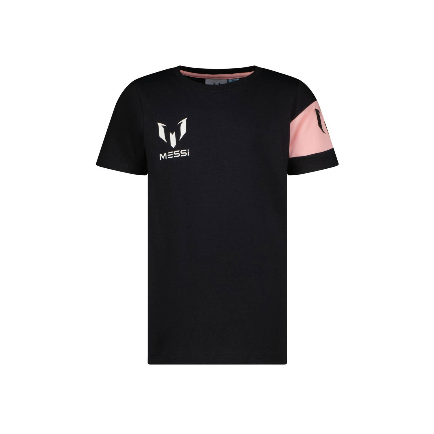 Messi T-shirt Captain met printopdruk zwart lichtroze Jongens Katoen Ronde hals 104