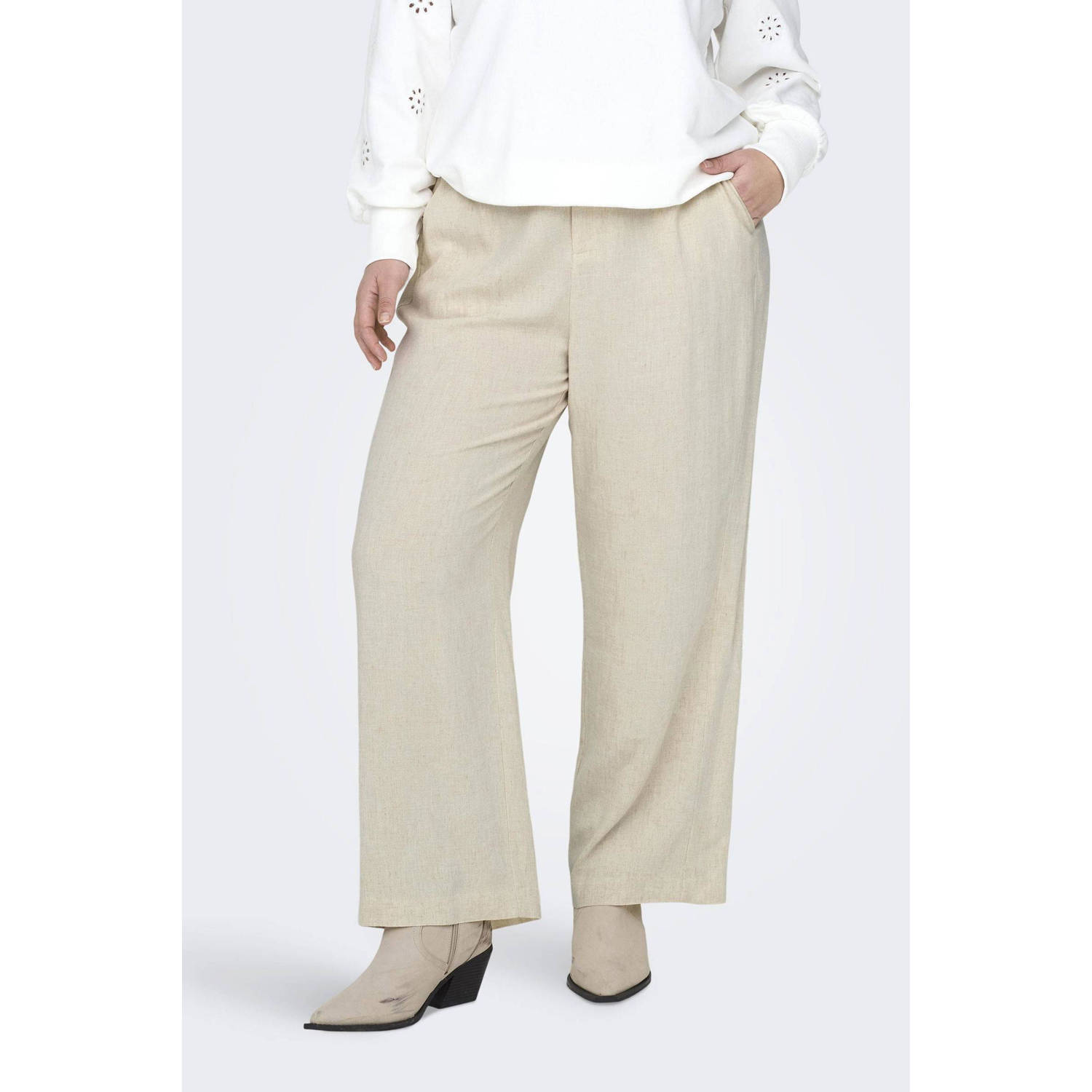 ONLY CARMAKOMA Pantalon CARAGNES MW LINEN BL MEL PANT TLR