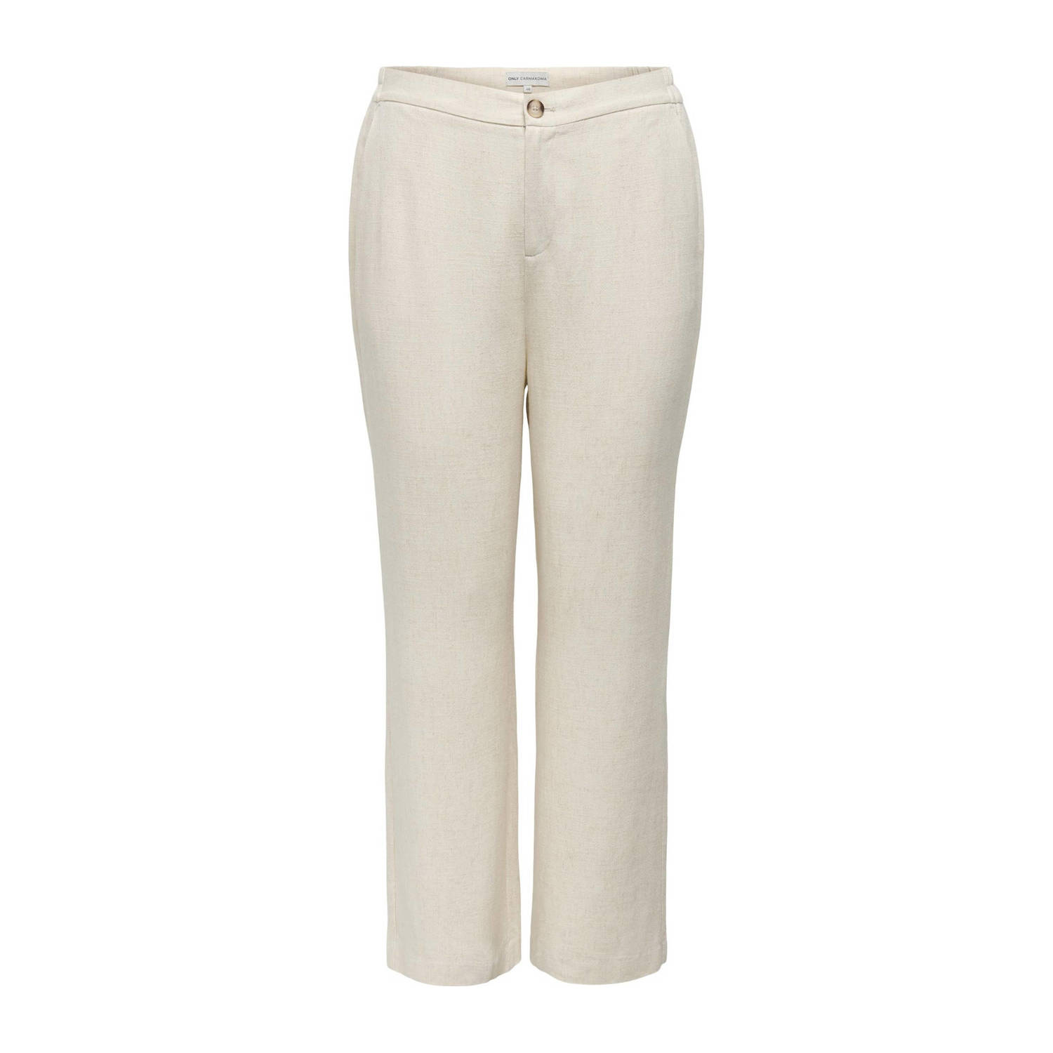 Only Carmakoma Linnen Blend Moonbeam Broek Beige Dames