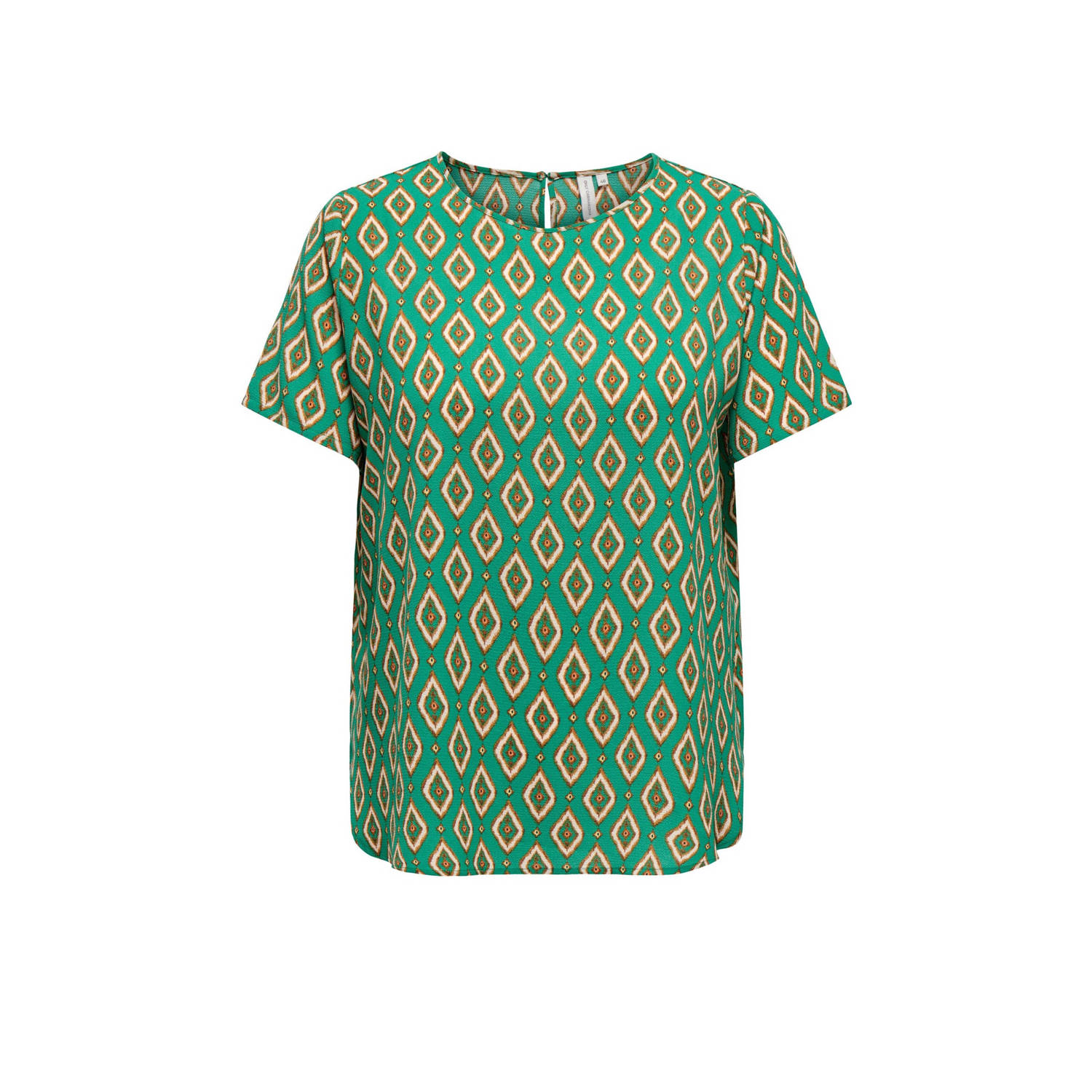 ONLY CARMAKOMA blousetop CARLUX met all over print groen bruin oranje