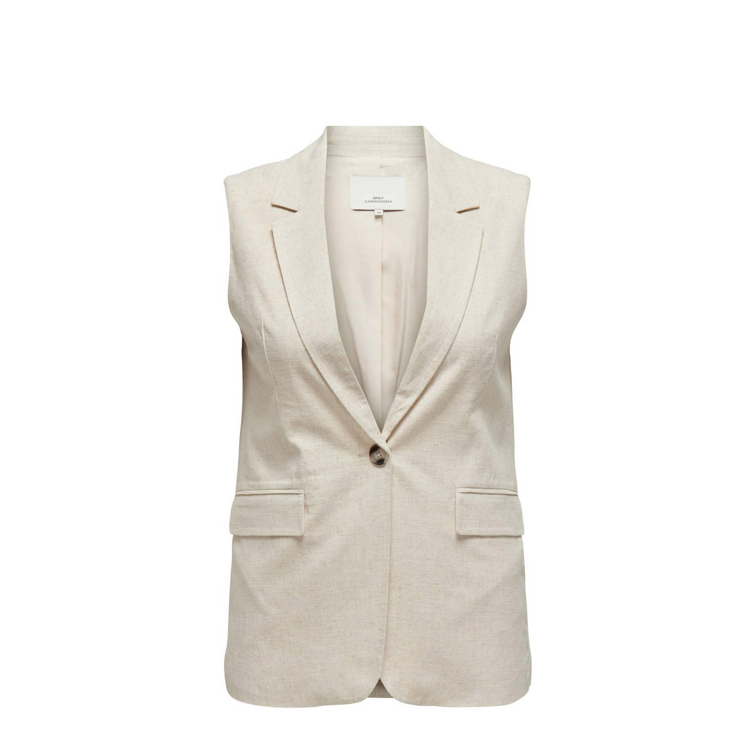 Only Carmakoma Linnen Vest Moonbeam Beige Dames