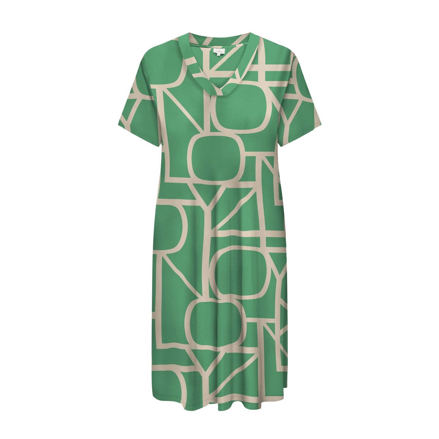 ONLY CARMAKOMA jurk CARFYRLA met all over print groen ecru