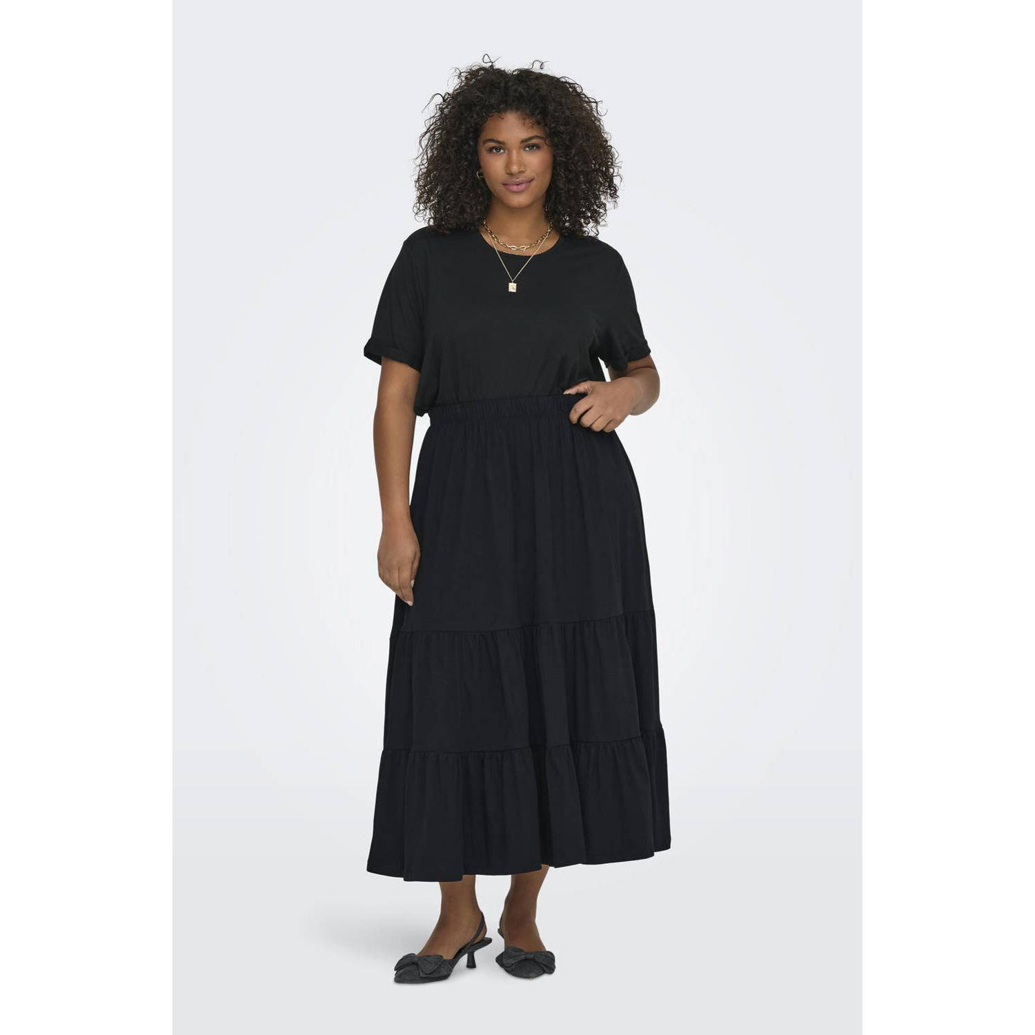 ONLY CARMAKOMA midi rok zwart