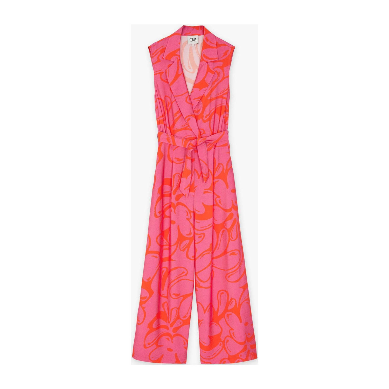 CKS jumpsuit met all over print roze oranje