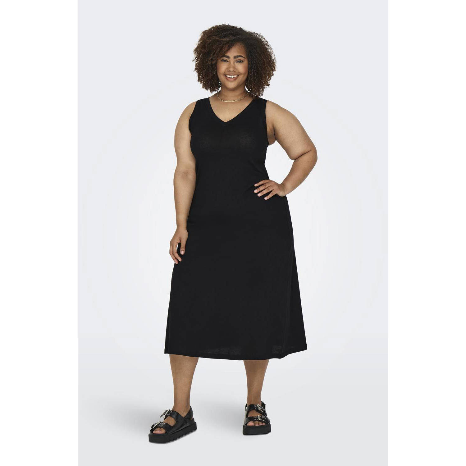 ONLY CARMAKOMA Shirtjurk CARMAY LIFE S L CALF V-NECK DRESS JRS