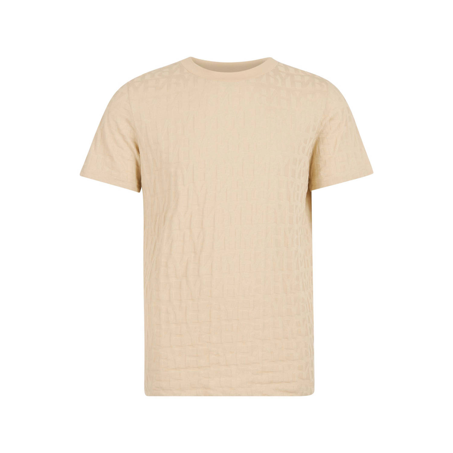 Shoeby regular fit T-shirt met ingebreid patroon sand