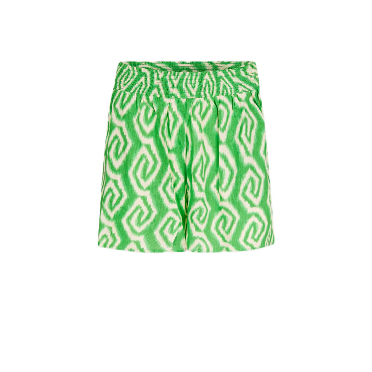 Shoeby high waist relaxed short met all over print groen ecru