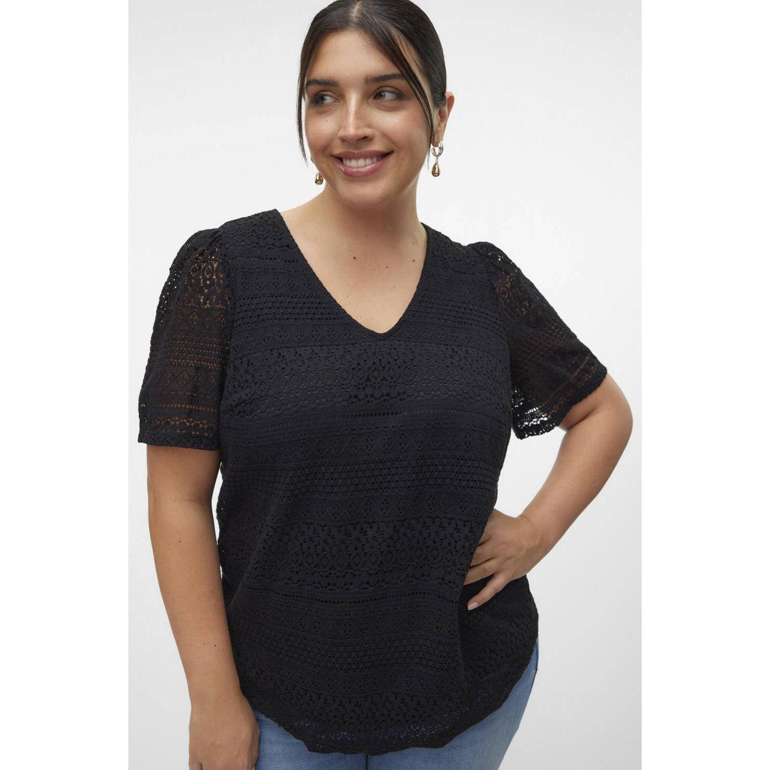 VERO MODA CURVE top broderie zwart