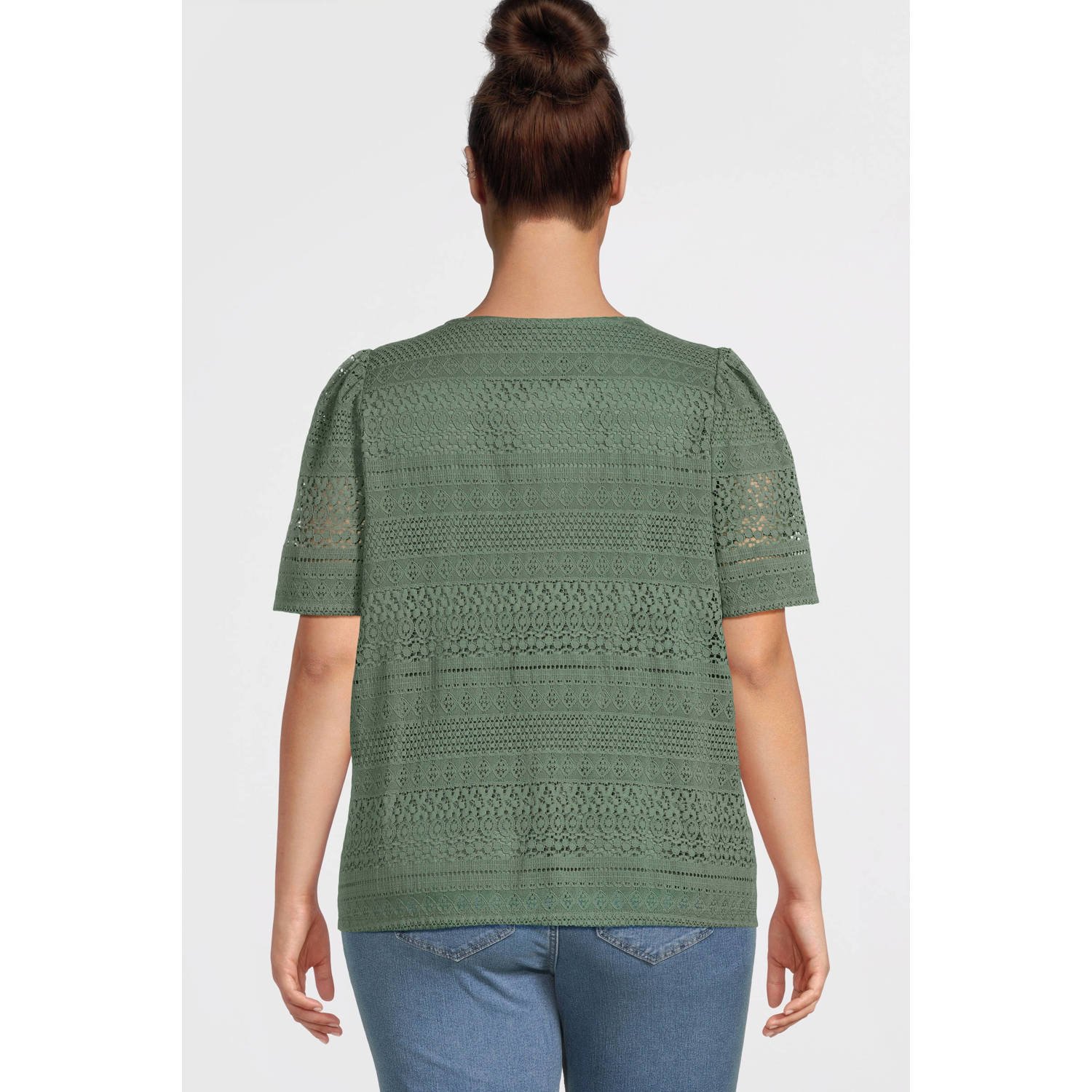 VERO MODA CURVE top broderie groen