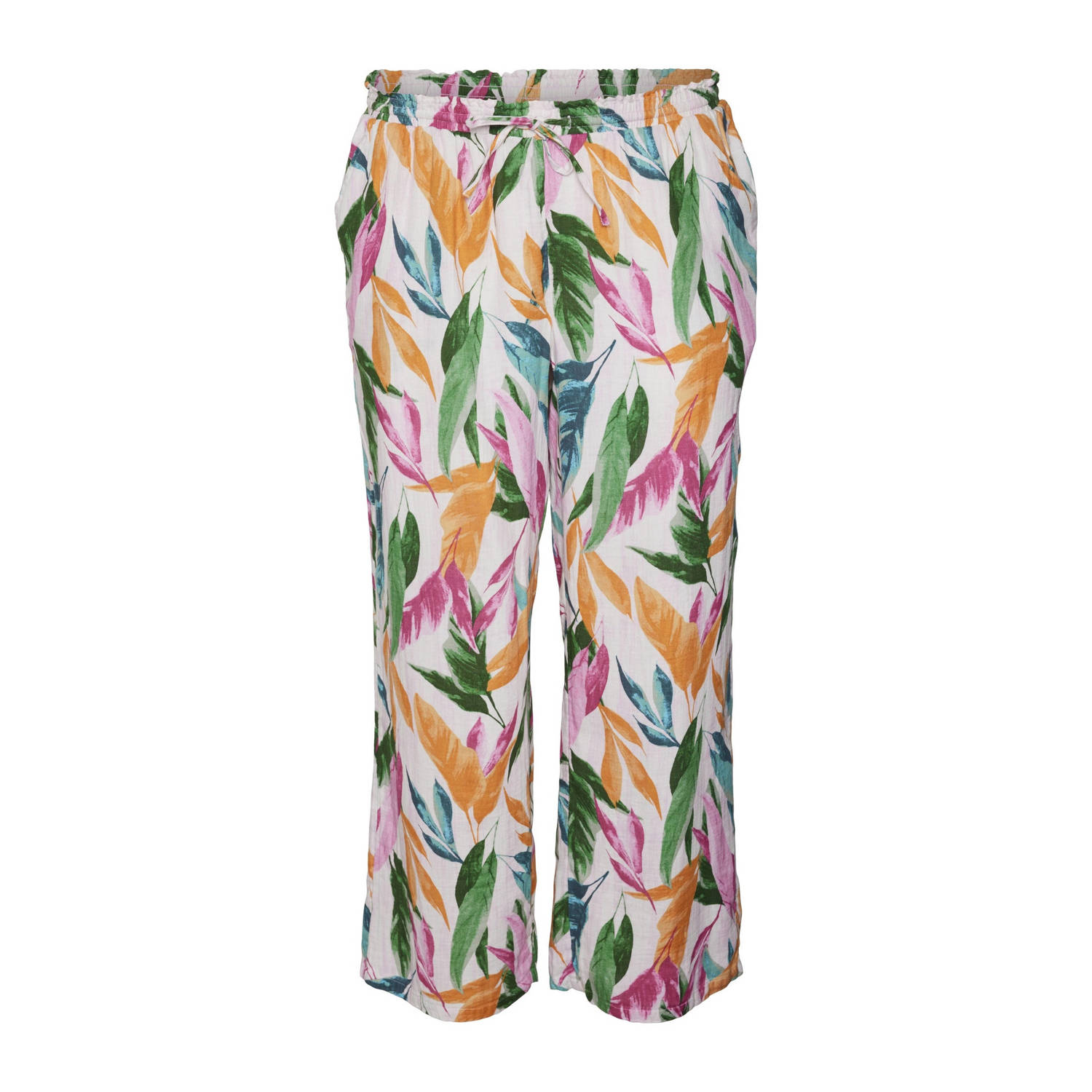 VERO MODA CURVE high waist wide leg broek VMCKLEO met all over print groen oranje roze