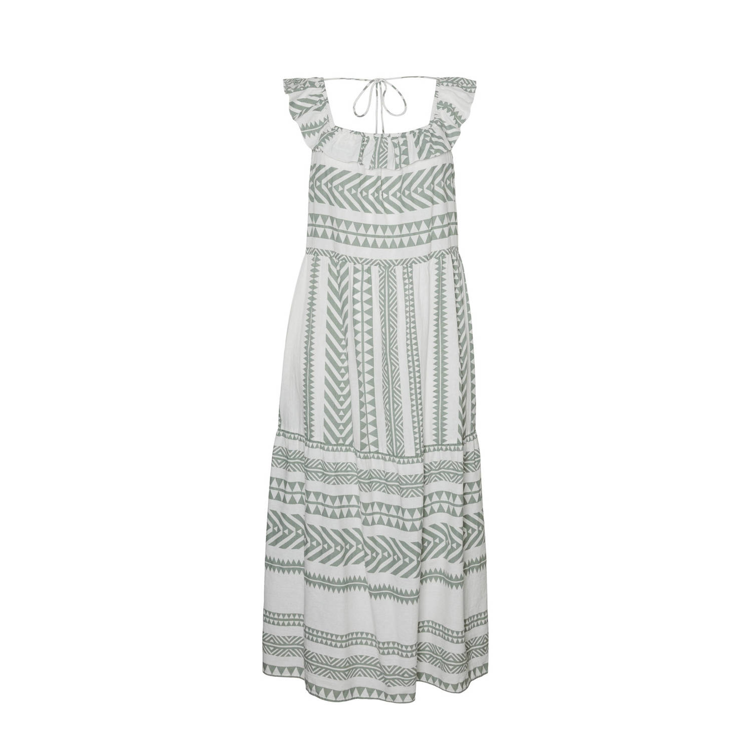 VERO MODA CURVE maxi jurk VMCDICTHE met all over print ecru lichtgroen