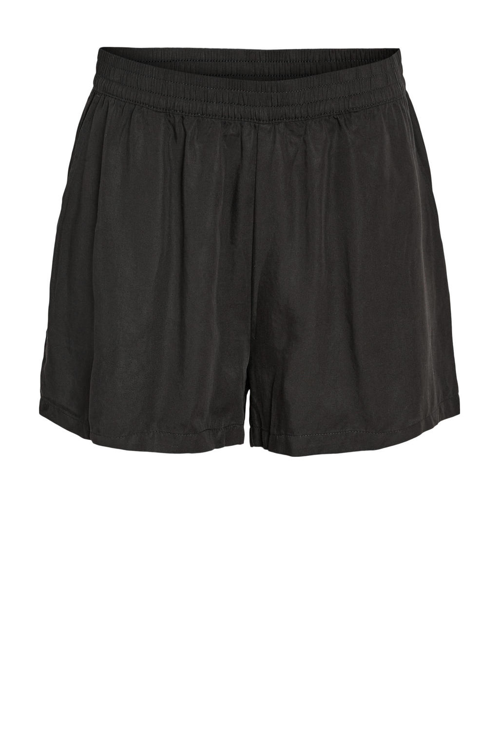 Zwarte dames NOISY MAY Curve loose fit short van lyocell met regular waist, elastische tailleband en effen
