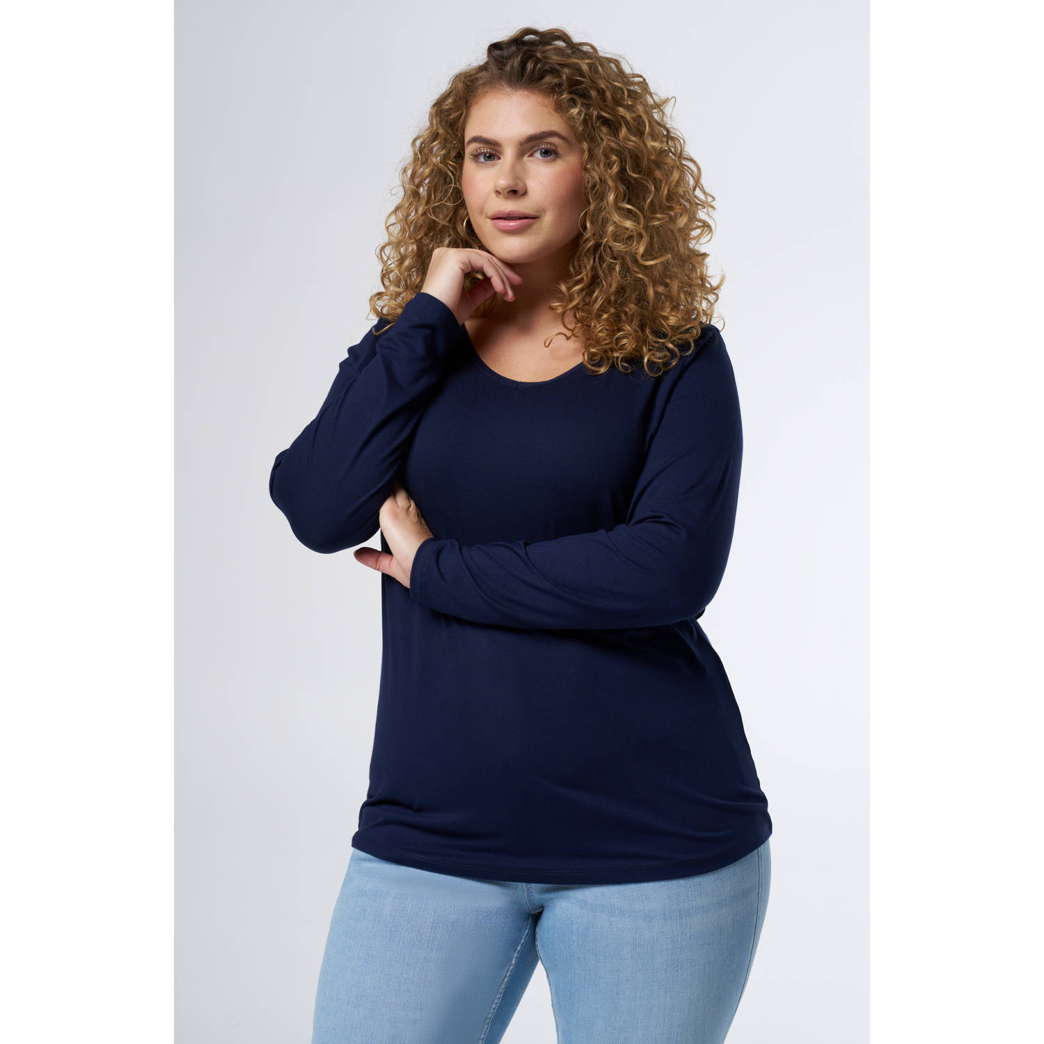 MS Mode longsleeve donkerblauw