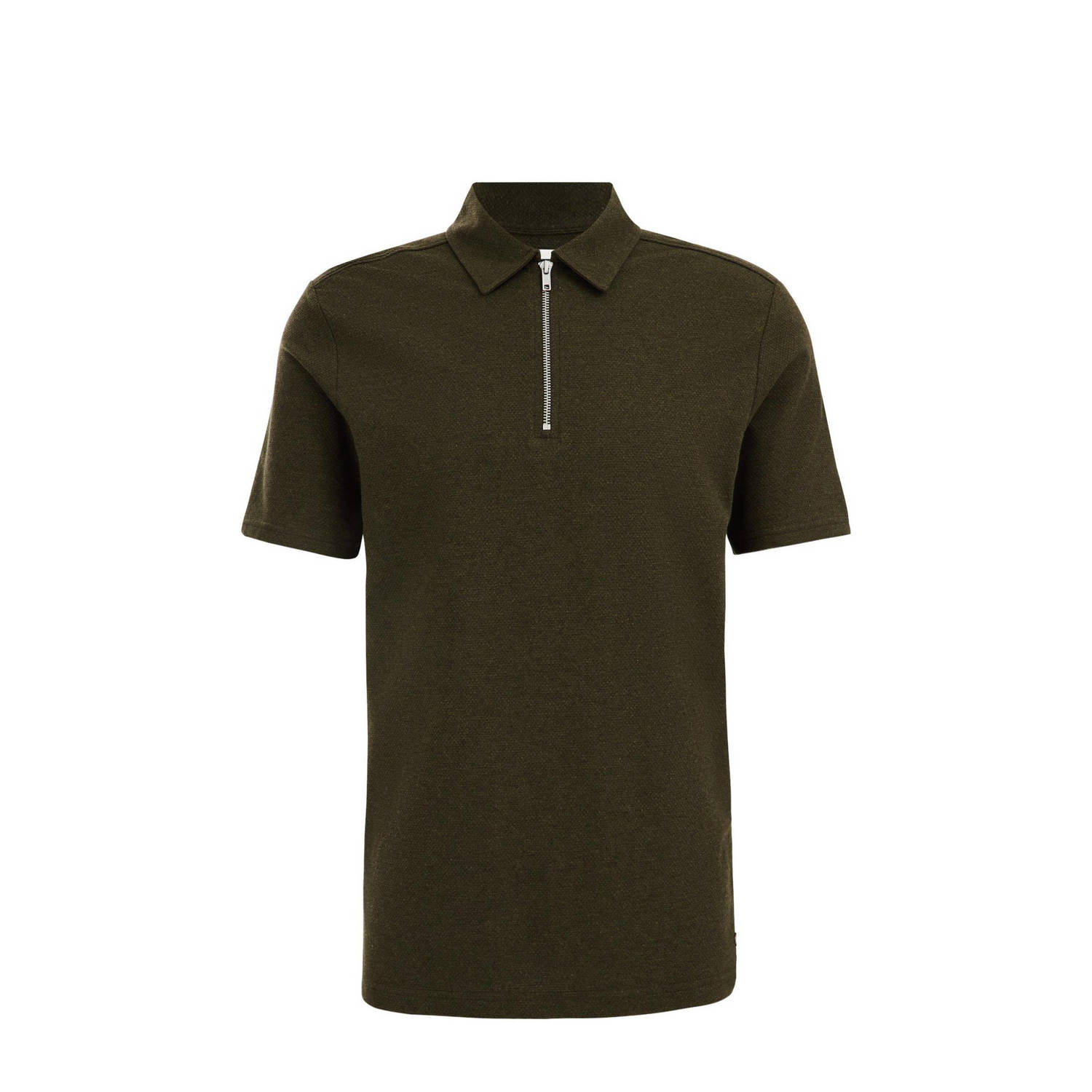 WE Fashion gebreide slim fit polo dates