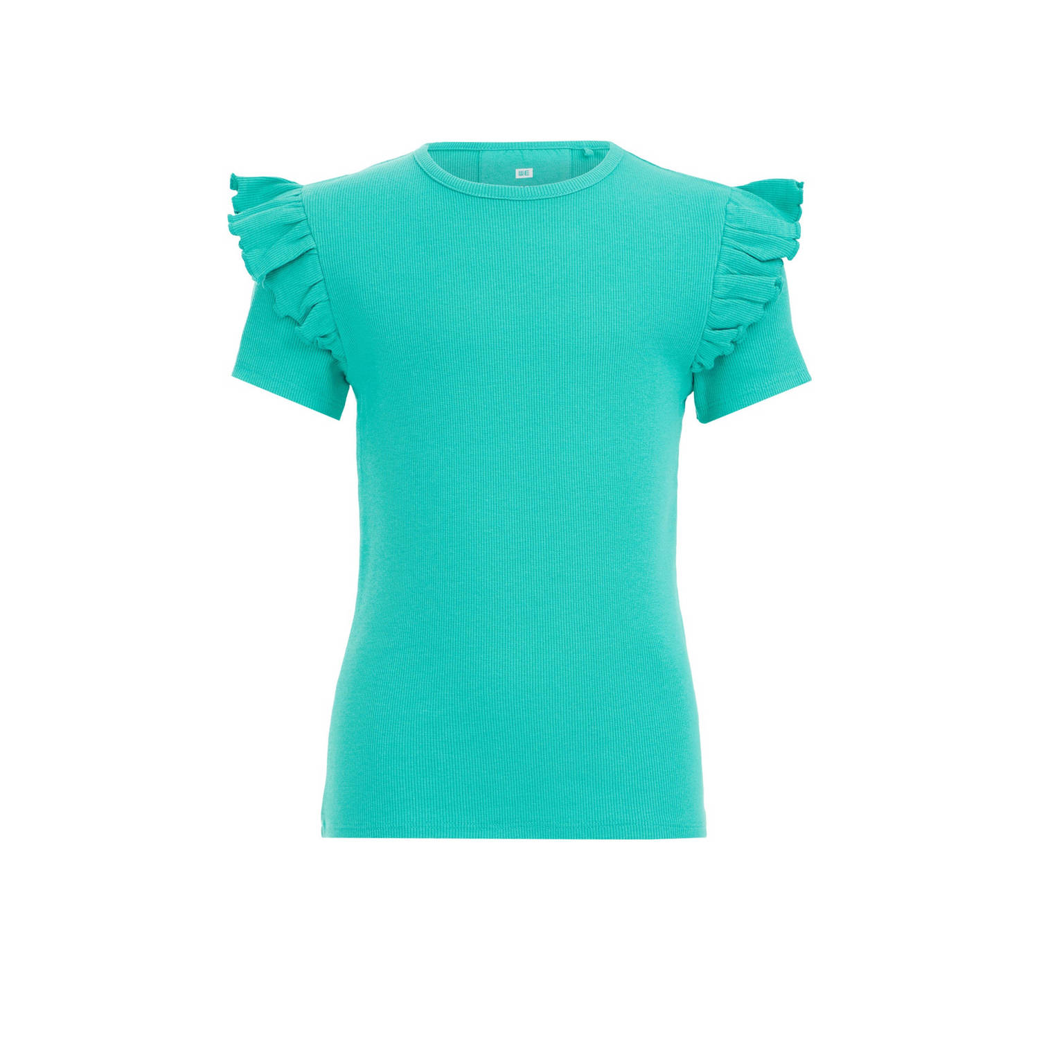 WE Fashion T-shirt groen Meisjes Stretchkatoen Ronde hals Effen 110 116