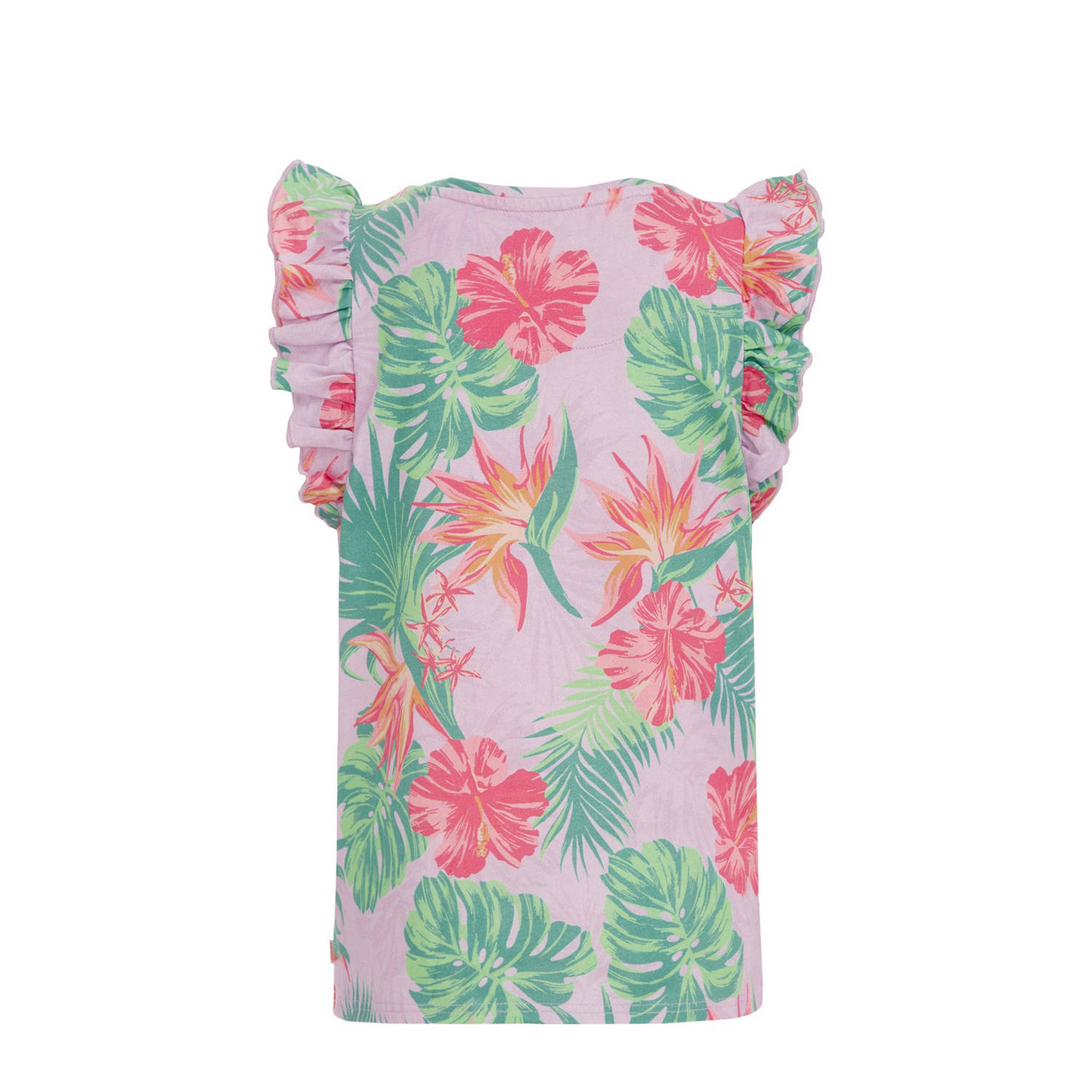 WE Fashion top met bloemdessin lila groen roze