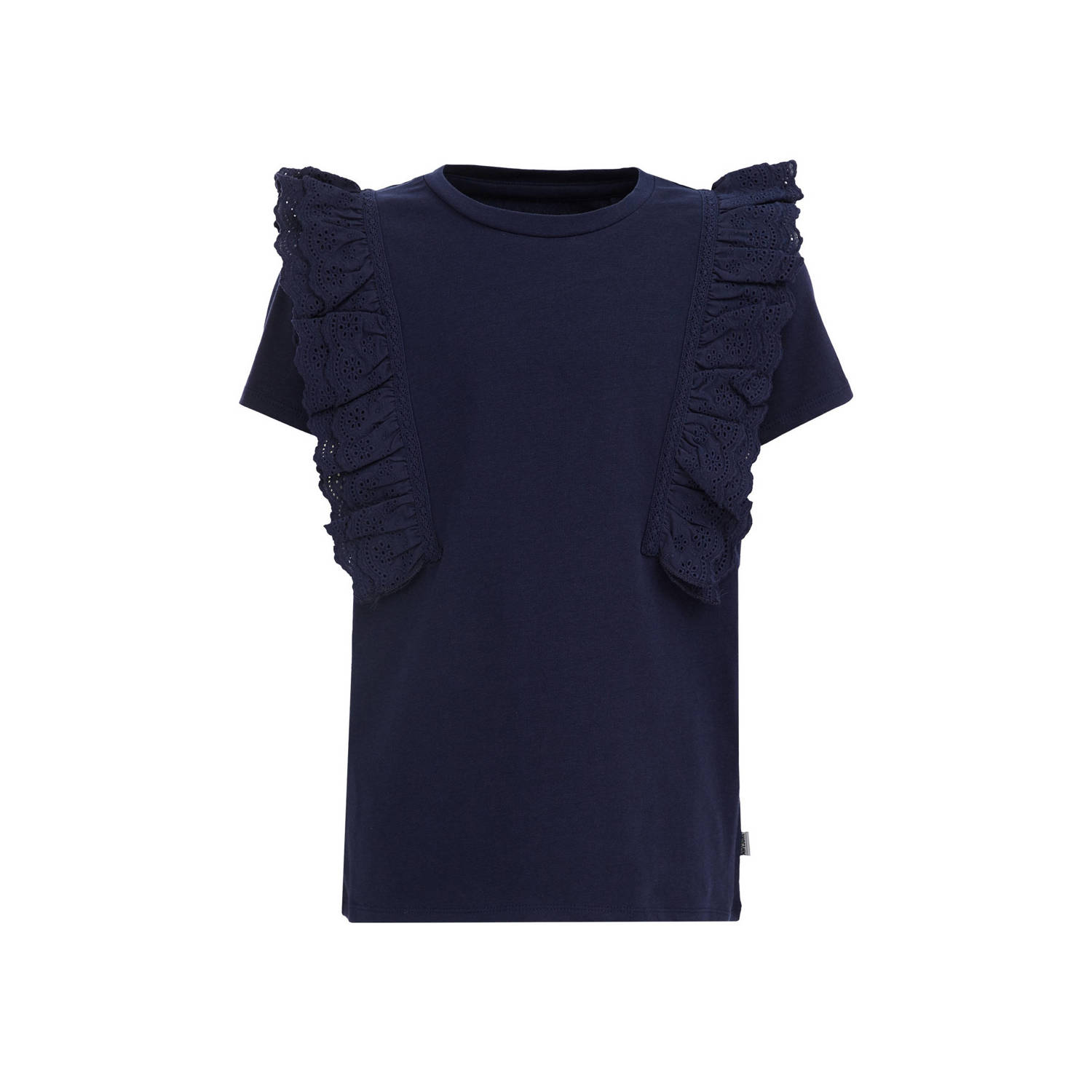 WE Fashion top blue nights Zwart Meisjes Biologisch katoen Ronde hals Effen 110 116