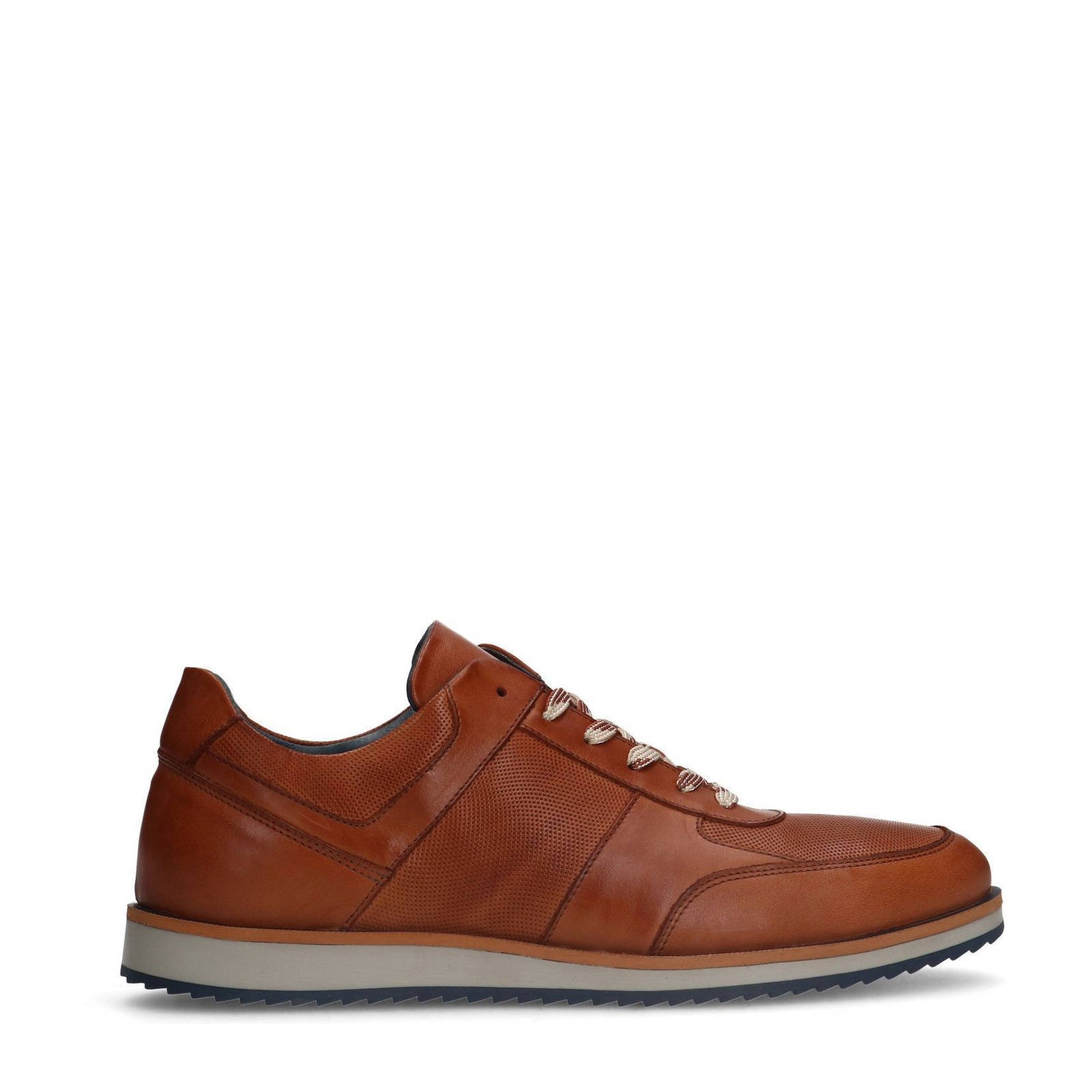 Manfield leren sneakers cognac wehkamp