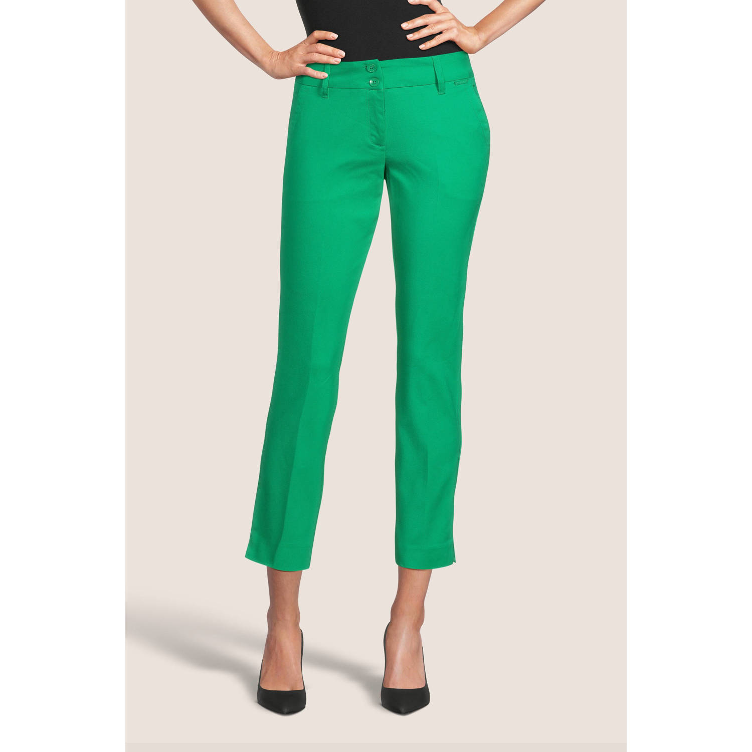 Red Button cropped high waist tapered fit broek Diana groen