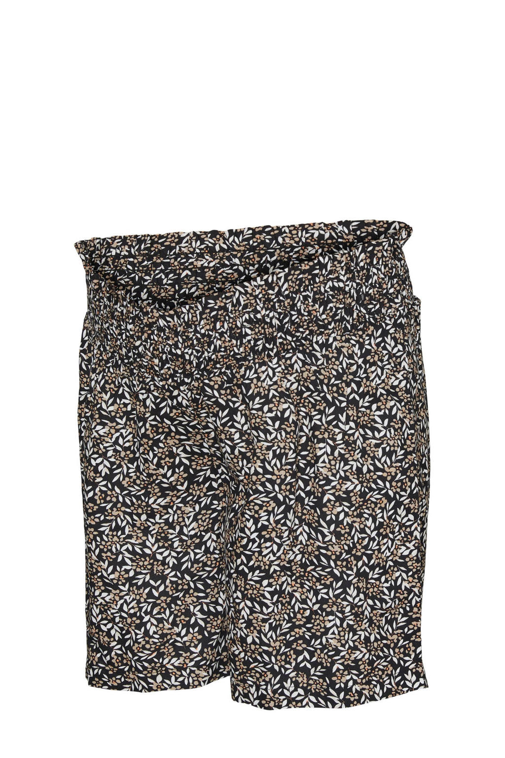 Zwart, beige en witte dames MAMALICIOUS regular fit short van viscose met elastische tailleband