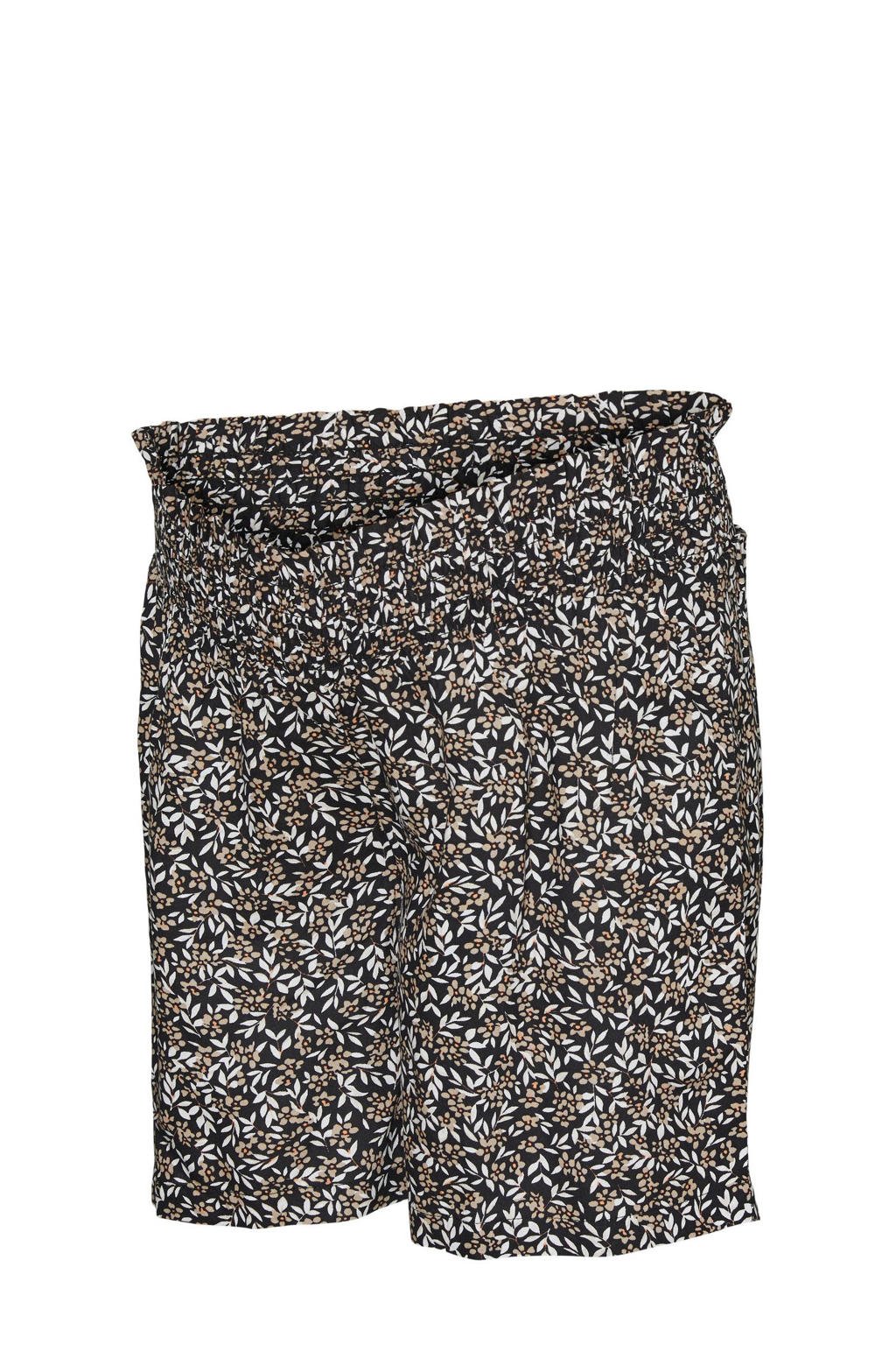 Zwart, beige en witte dames MAMALICIOUS regular fit short van viscose met elastische tailleband