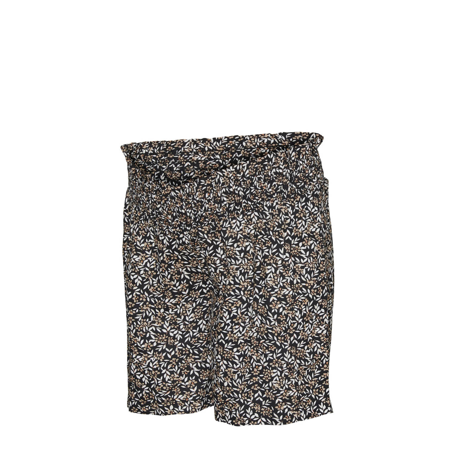 Mamalicious regular fit short MLNEWKENA met all over print zwart beige wit Korte broek Dames Viscose XL