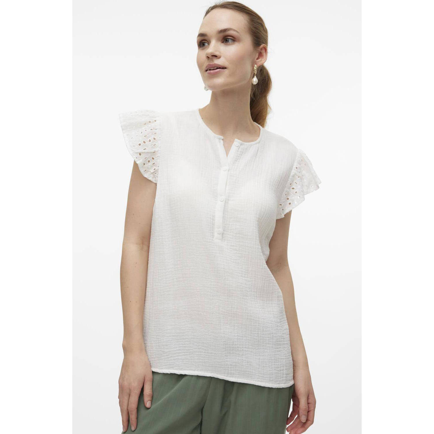 Mamalicious zwangerschaps- en voedingstop MLJUANA offwhite Blouse Ecru Dames Katoen Ronde hals XXL