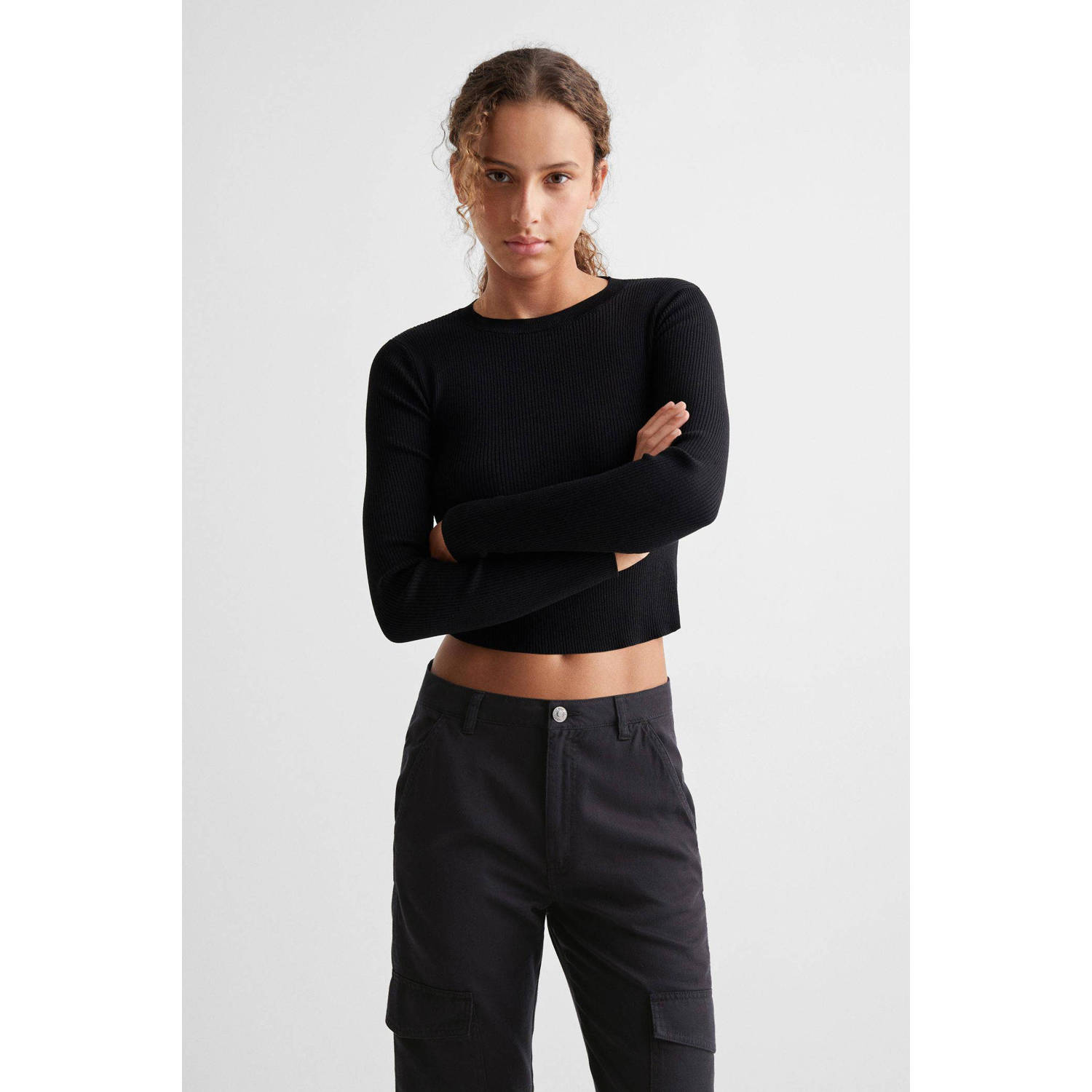 Mango Kids cargobroek zwart