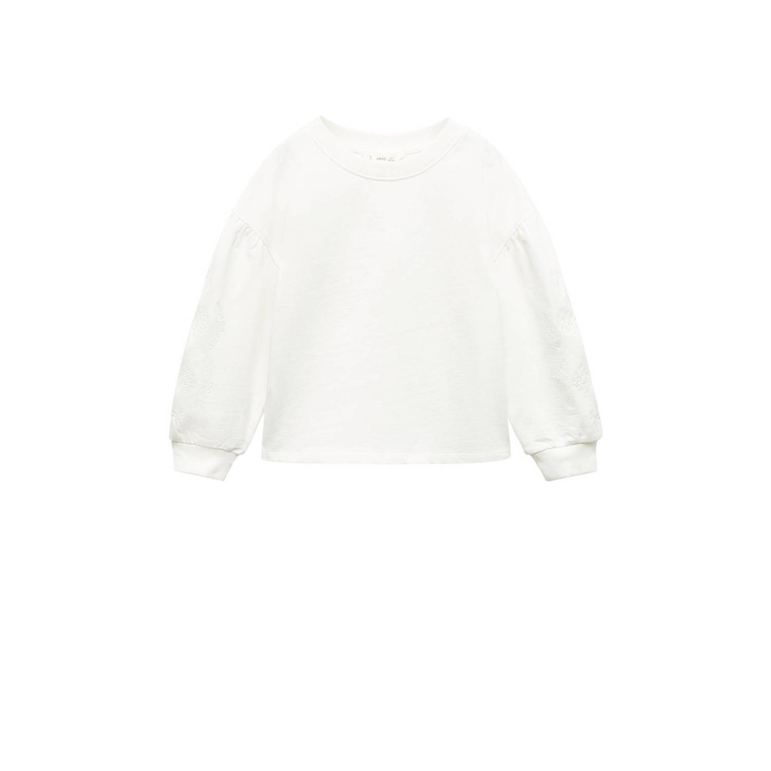 Mango Kids sweater naturel wit Effen 140 | Sweater van