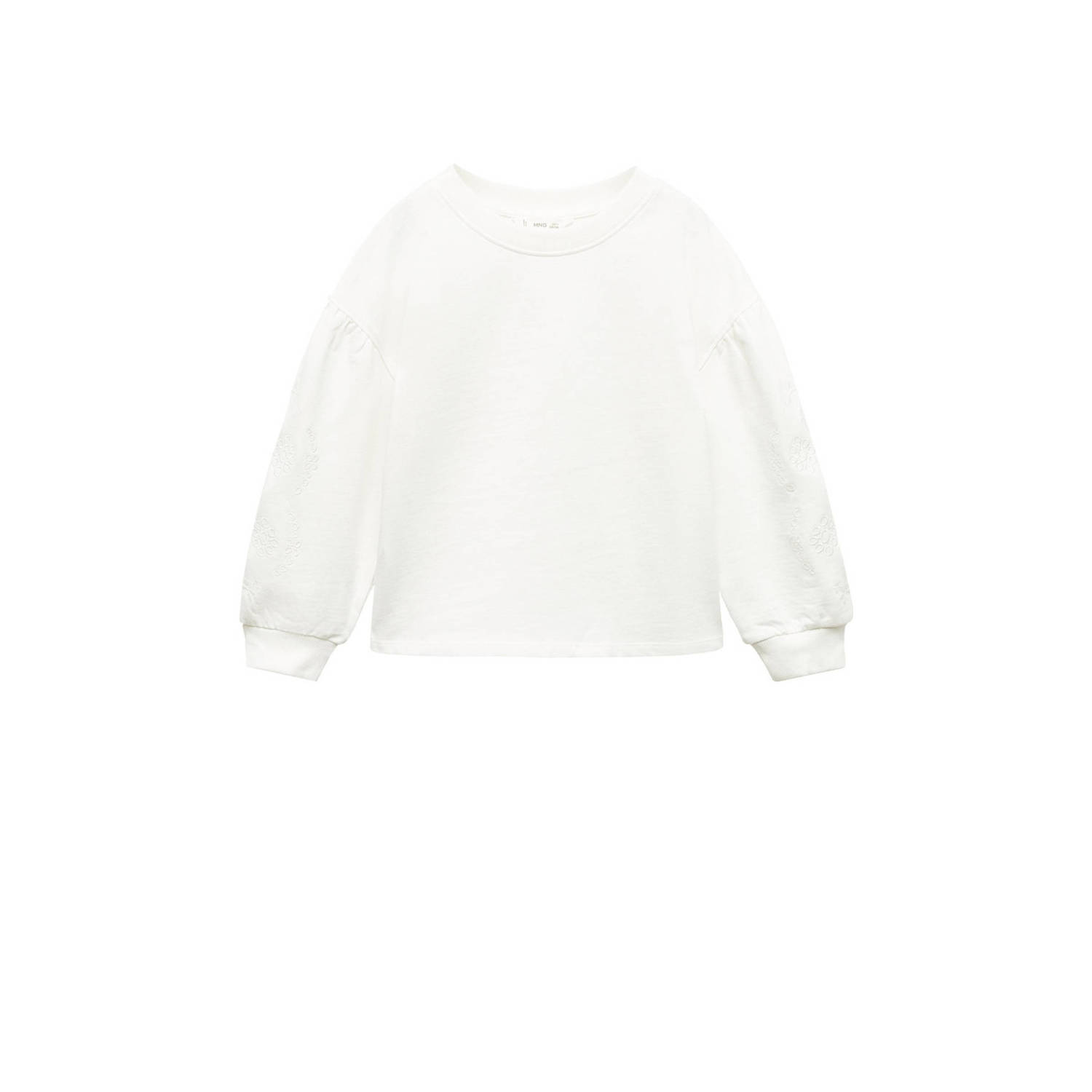Mango Kids sweater naturel wit Effen 140 | Sweater van
