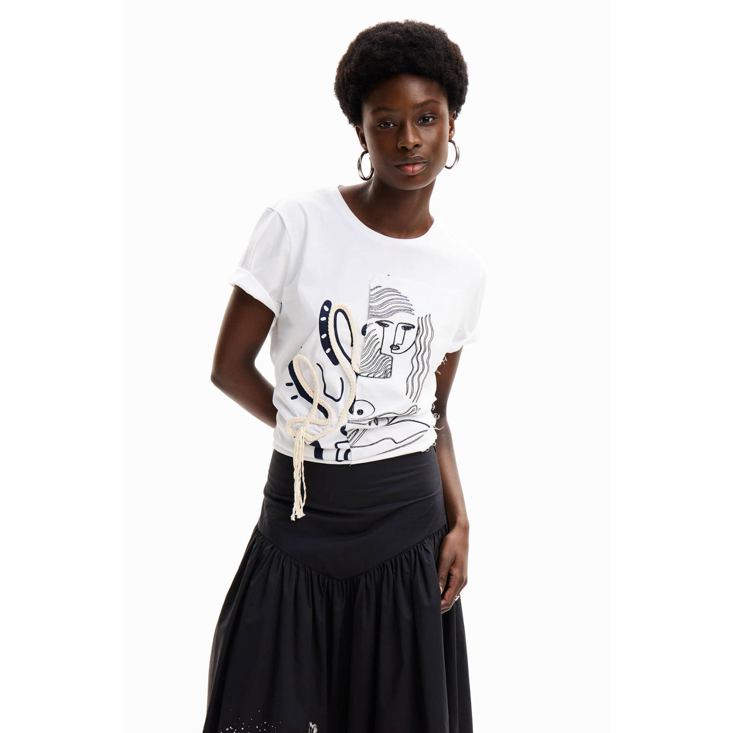 Desigual top met printopdruk wit